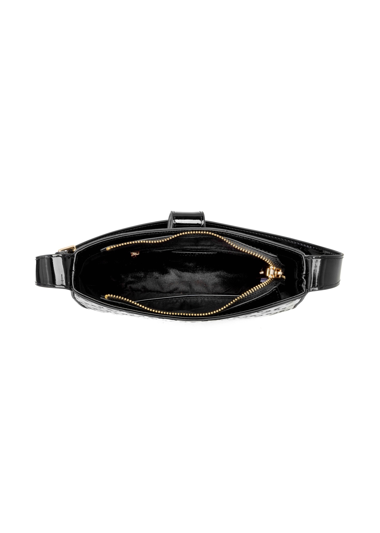Glossy messenger bag TOREC-1109-97(Z25), product view inside on white background.