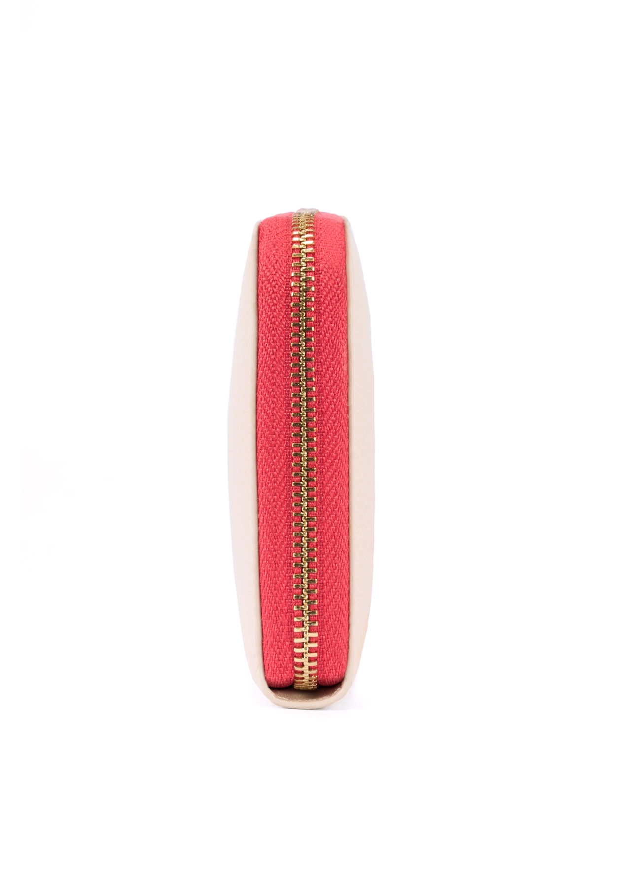 Cream women's wallet made of genuine leather PORES-0944F-16(W25), product view sideways on a white background.