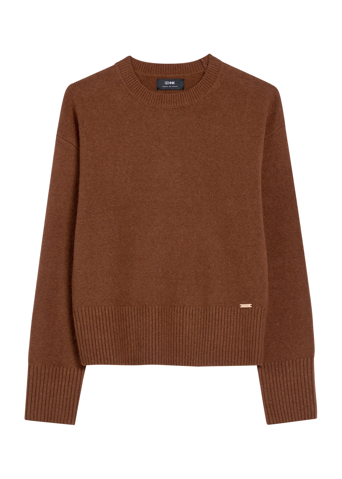 Brown women's sweater SWEDT-0242-89(Z25), product view from the front on a white background.