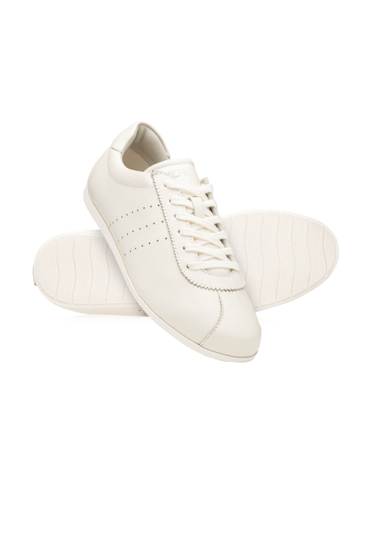 Cream leather women's shoes BUTYD-1261-0B(W26), diagonal product view on white background.
