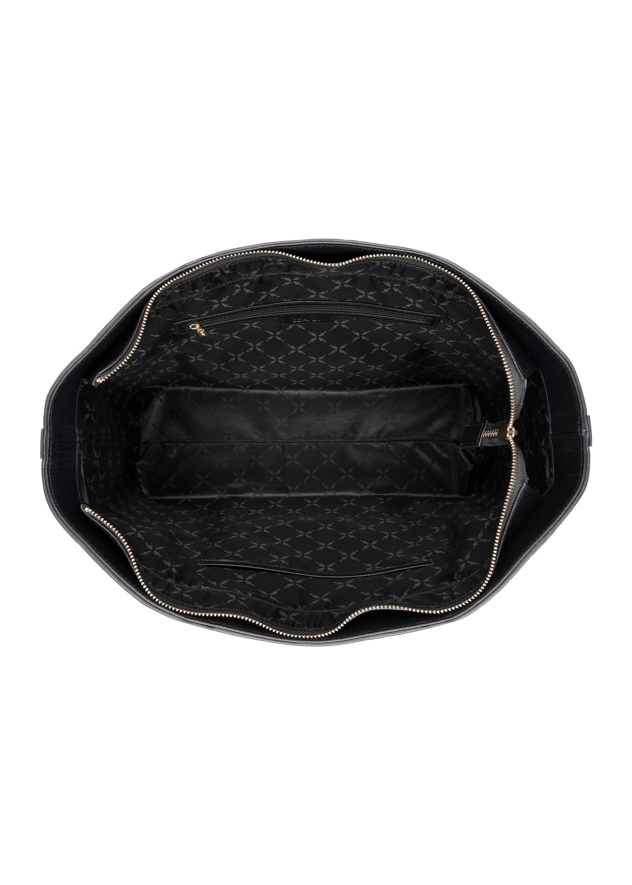 Black leather shopper bag TORES-1273-9I(W26) - top view of the product on a white background.