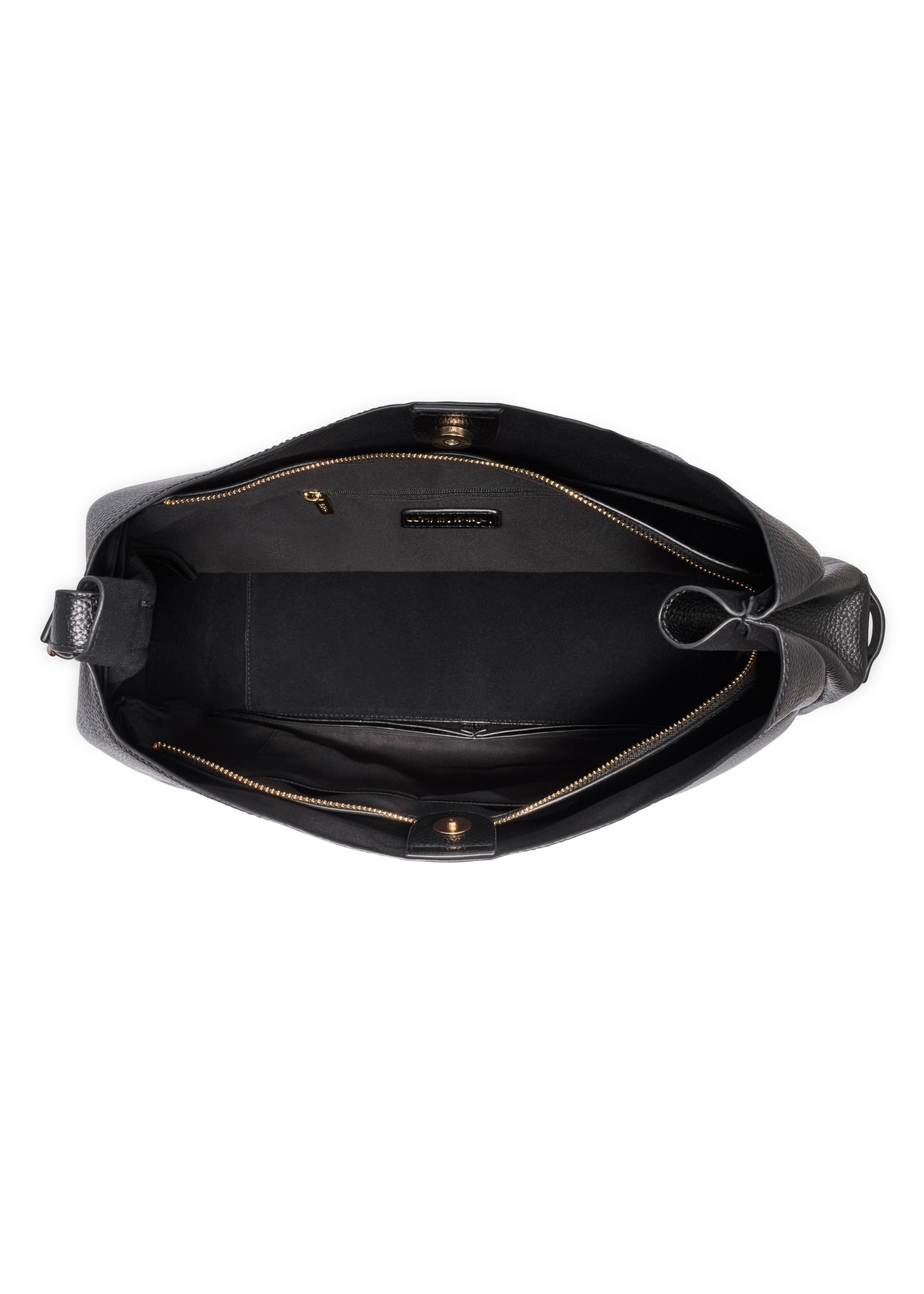 Black shoulder shopper bag TOREC-1366-9I(Z26), product view inside on white background.