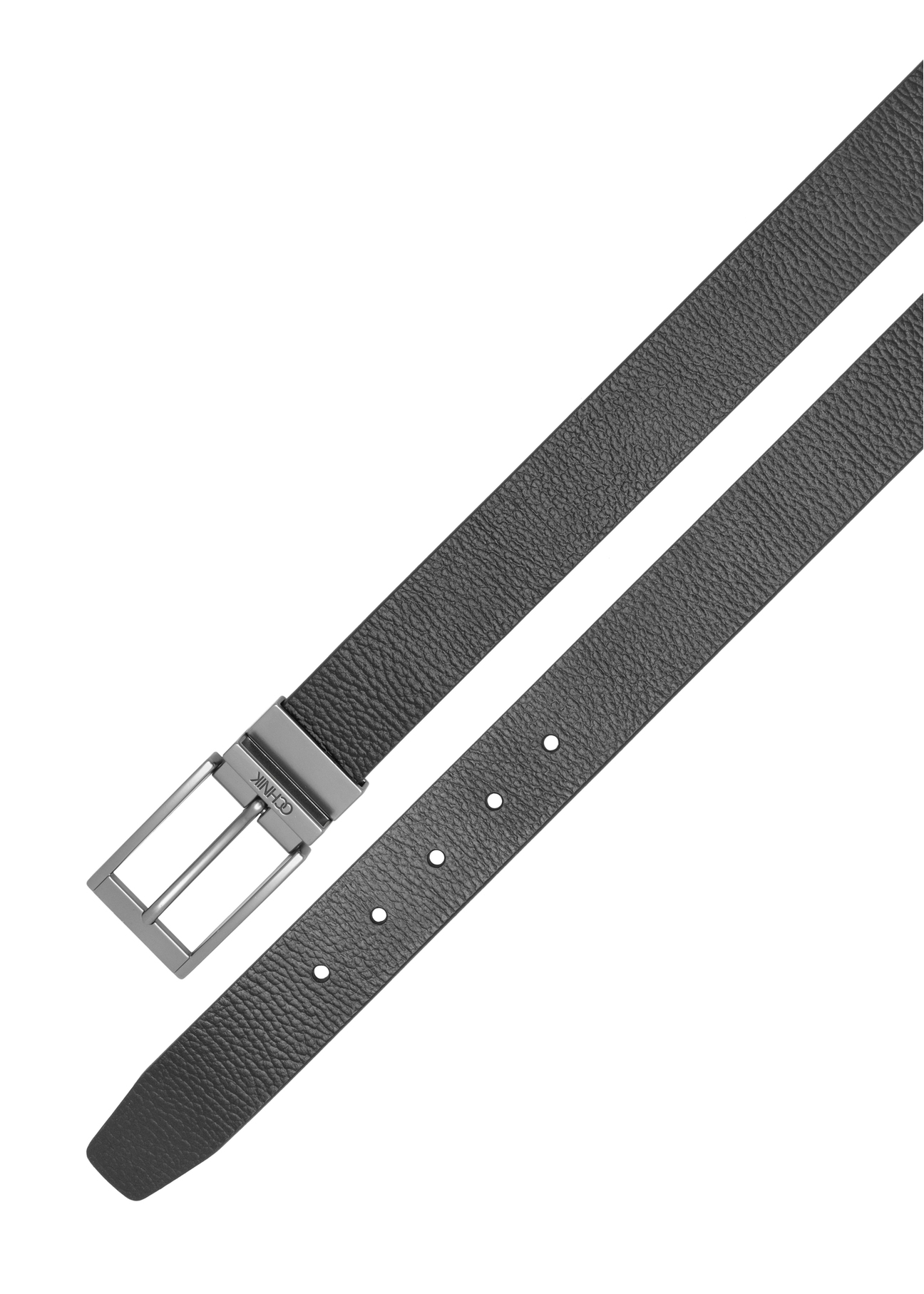 Men's double-sided leather belt PASMS-0167-9P(W26) - product view from above, on a white background.