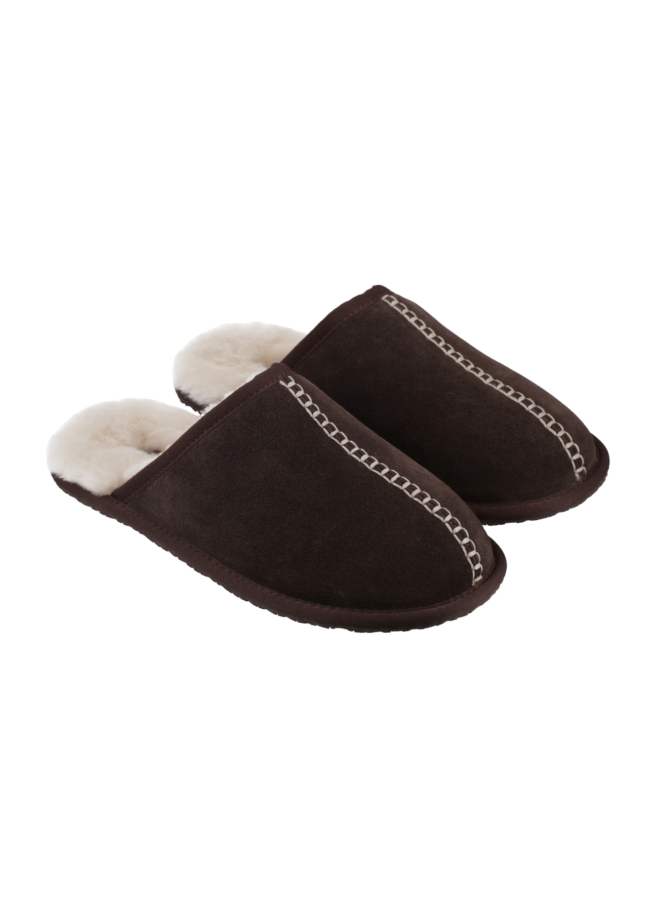 Men's dark brown suede slippers BUTYM-0552-1I(Z26), angled product view on a white background.