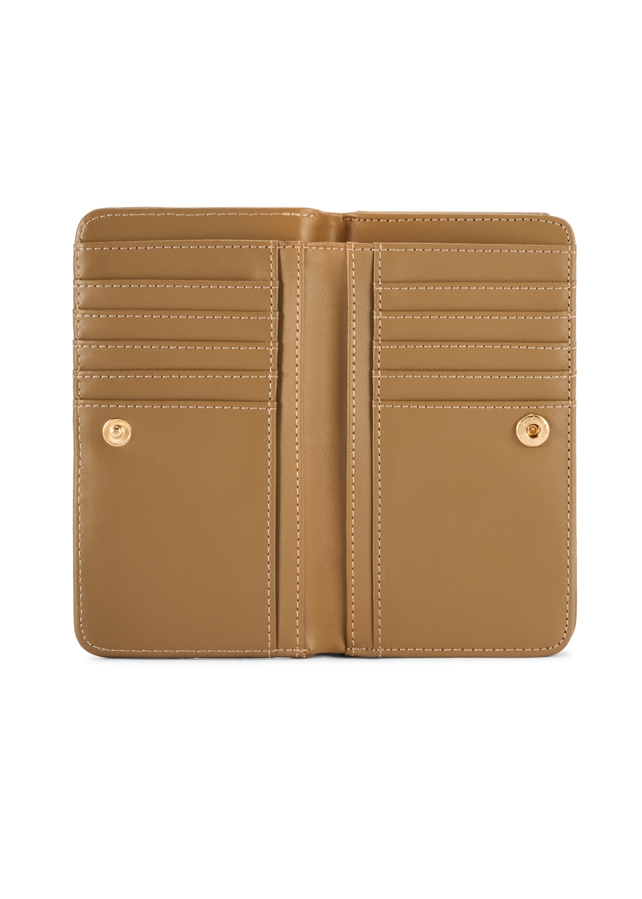 Beige women's wallet with monogram POREC-0348A-81(Z25), product view inside on white background.