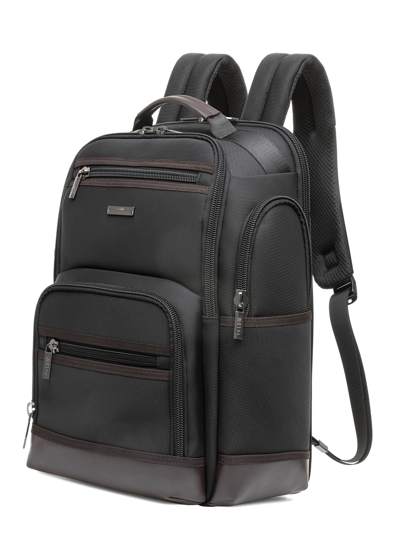 Black spacious men's backpack TORMN-0378-98(Z25), diagonal product view on a white background.