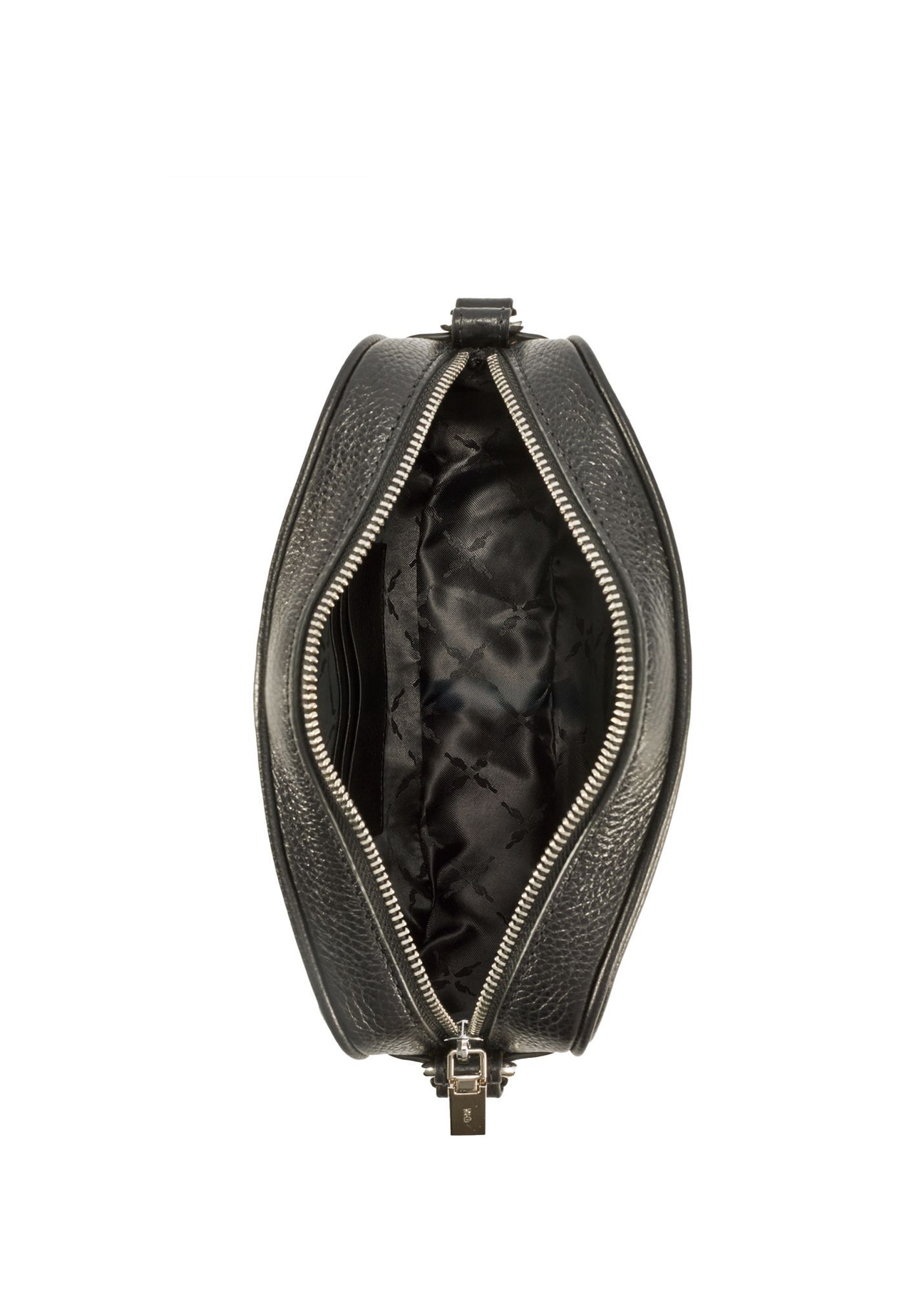 Black leather women's handbag TORES-1103A-99(Z25), view of the inside of the product on a white background.