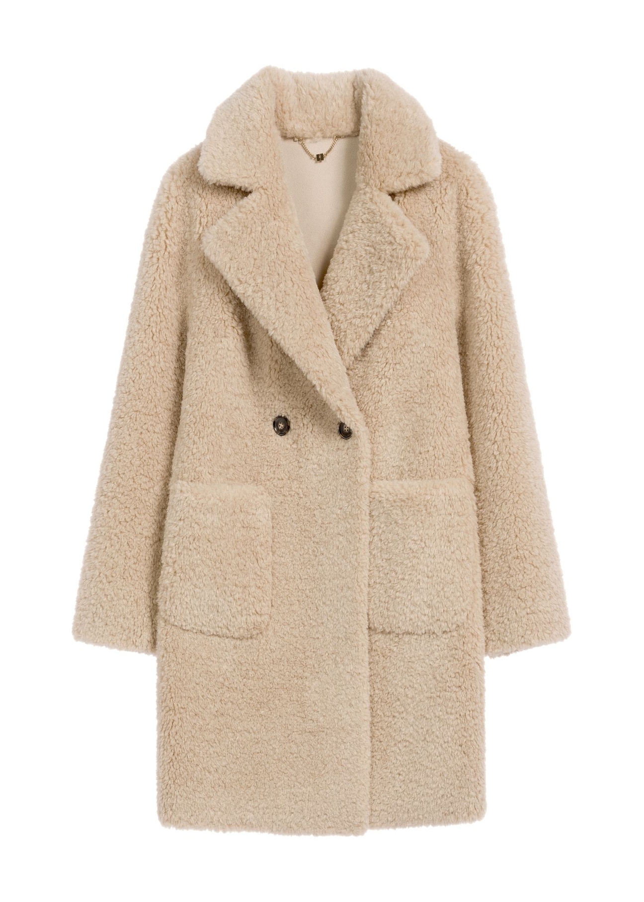 Beige women's fur coat FUTDP-0018-1B(Z26)