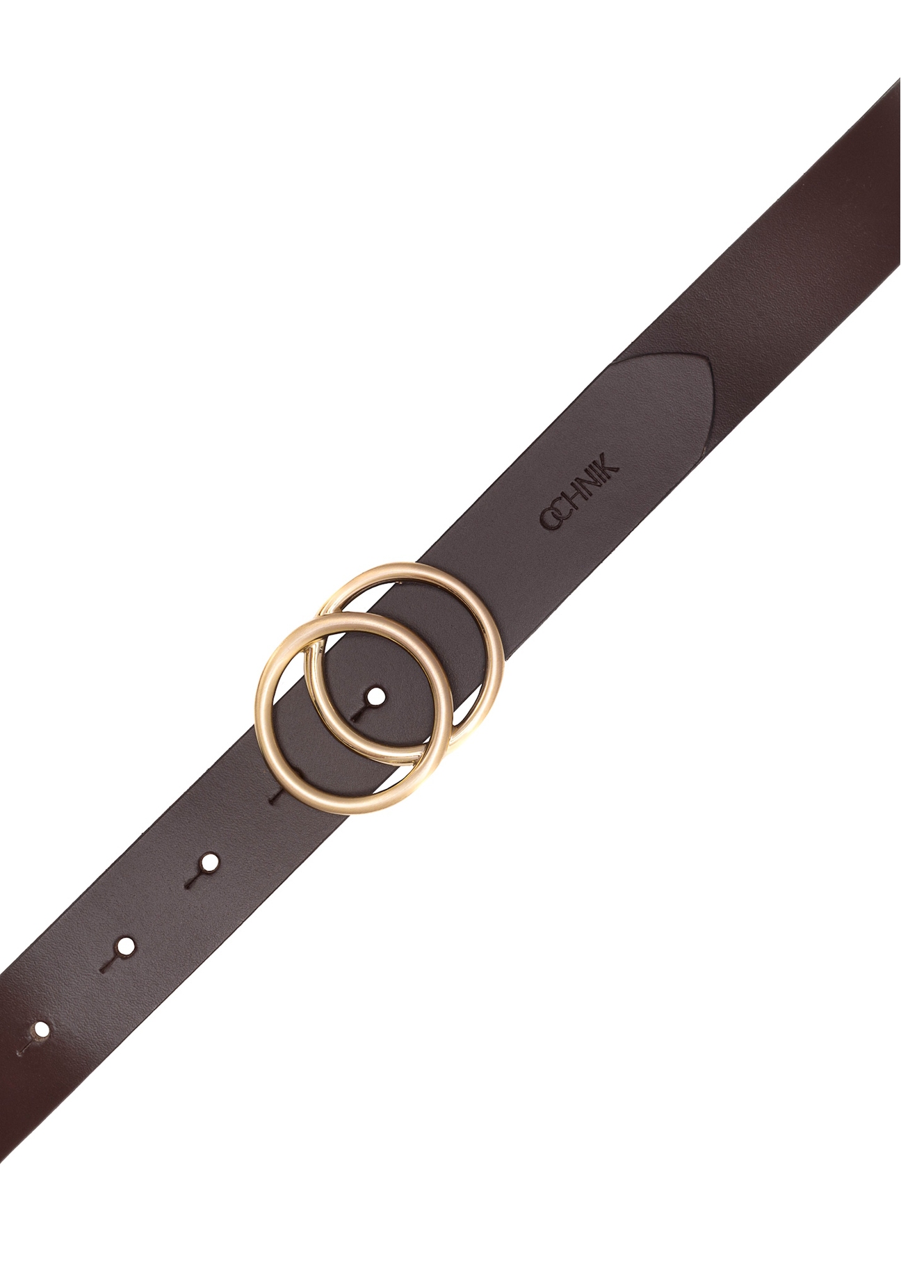 Brown women's leather belt PASDS-0172E-90(Z25), product view with buckle on white background.