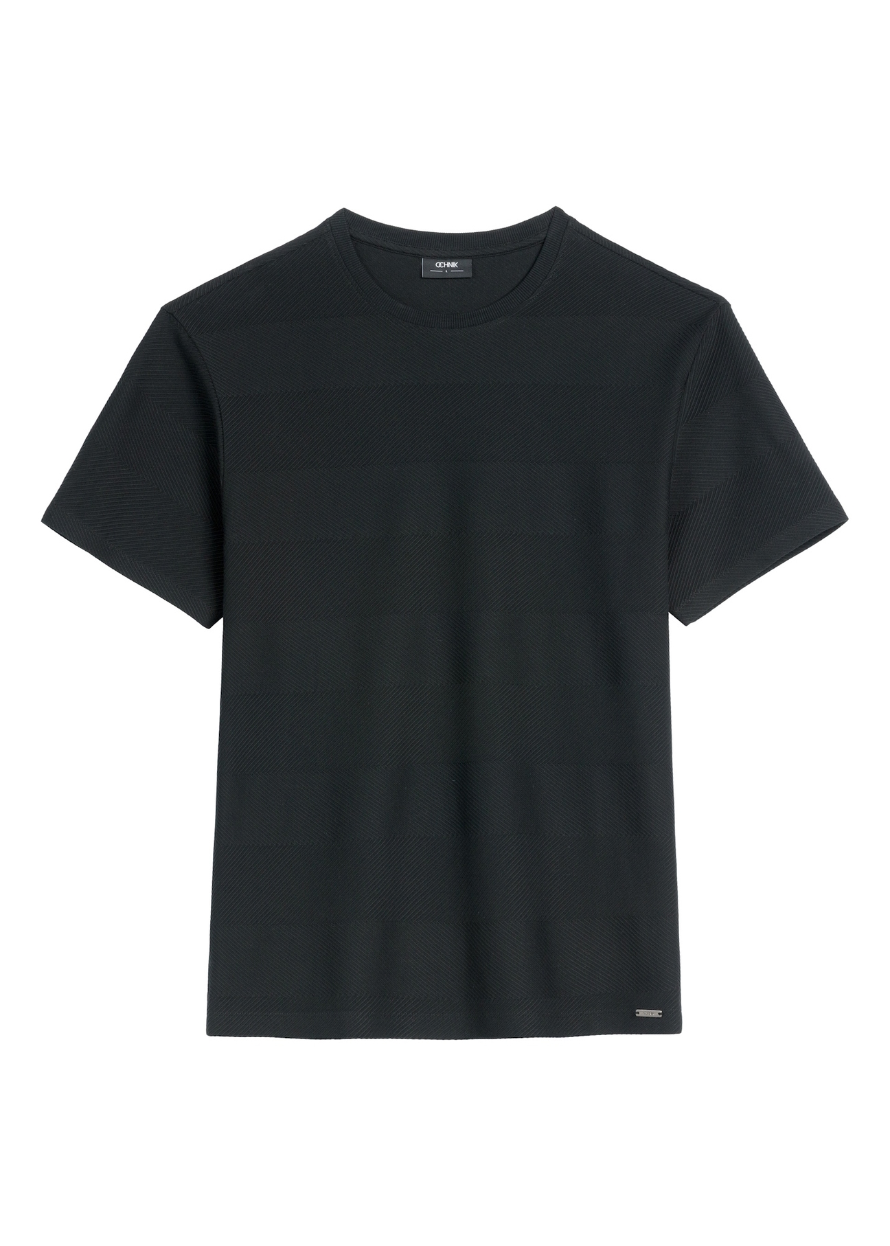 Men's black ribbed t-shirt TSHMT-0142-99(W26), front product view on white background.