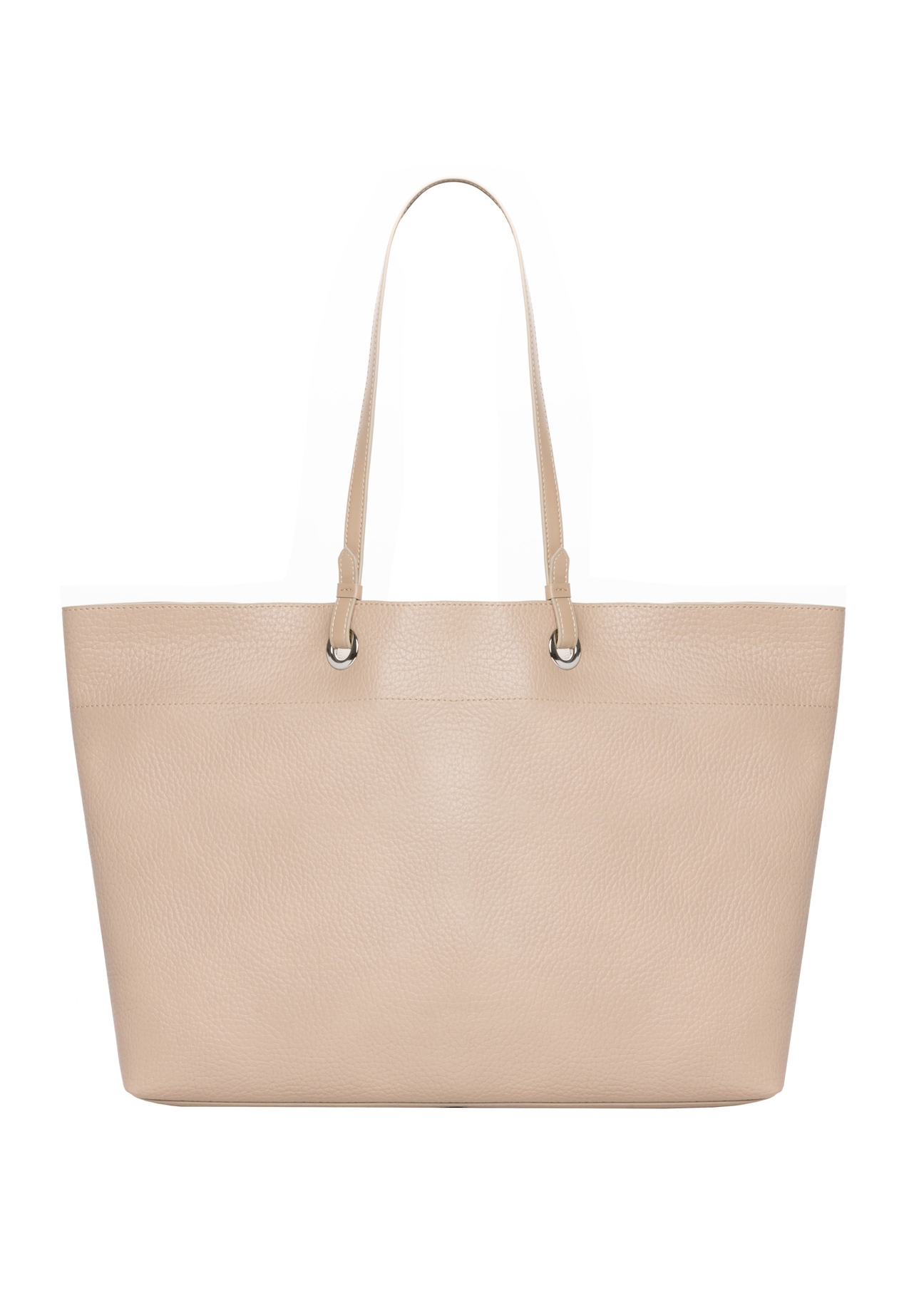 Beige pebbled shopper bag TOREC-1252-1B(Z26), back view of the product on a light background.