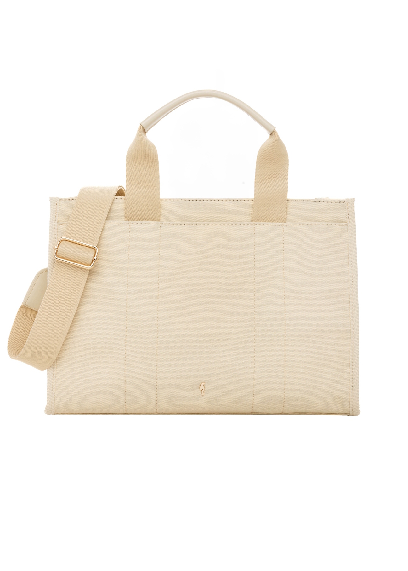 Cream cotton women's handbag TOREN-0332-0B(W26), front product view on white background.