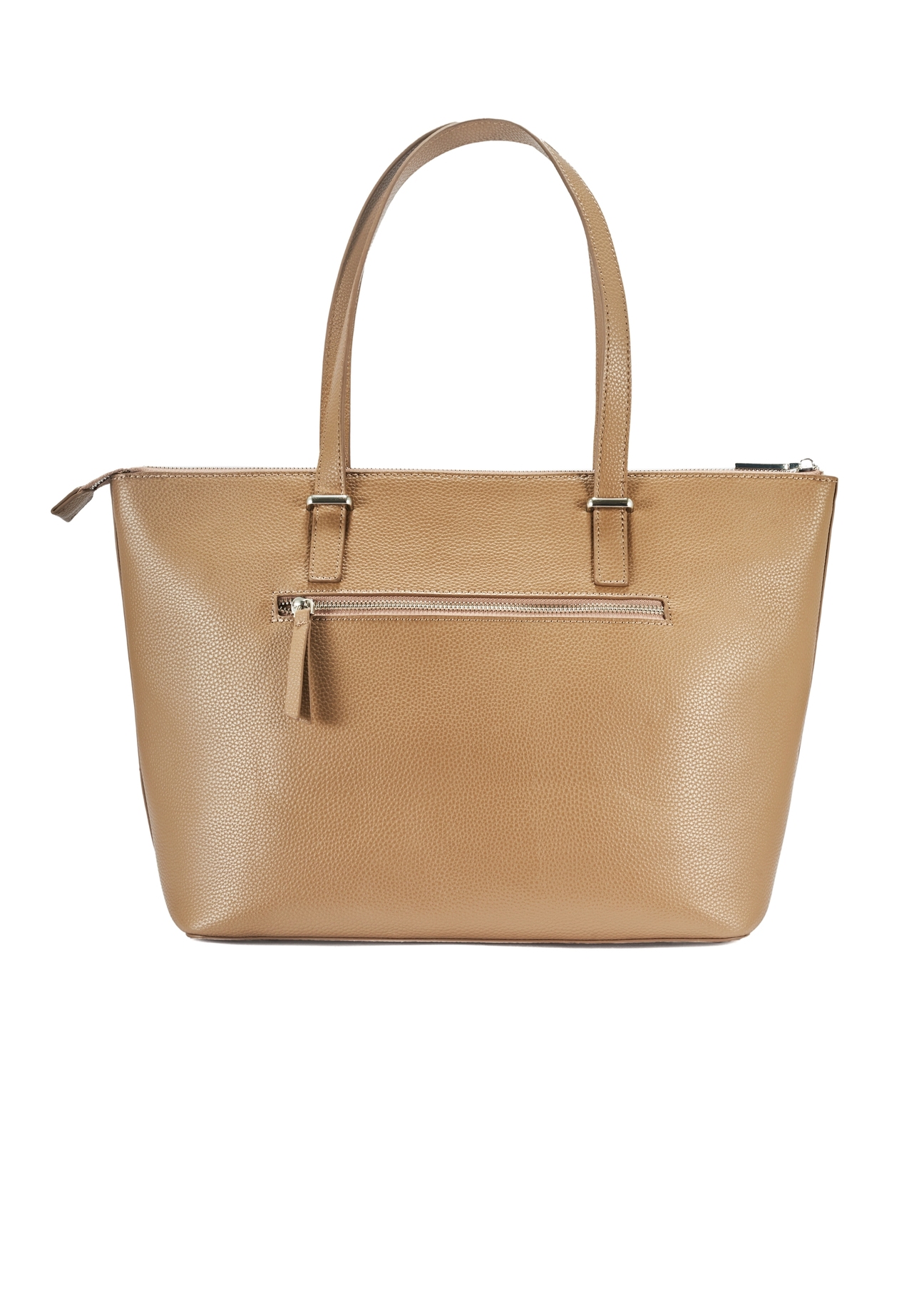 Beige large women's shopper bag TOREC-0953A-81(Z25), product view from the back on a white background.