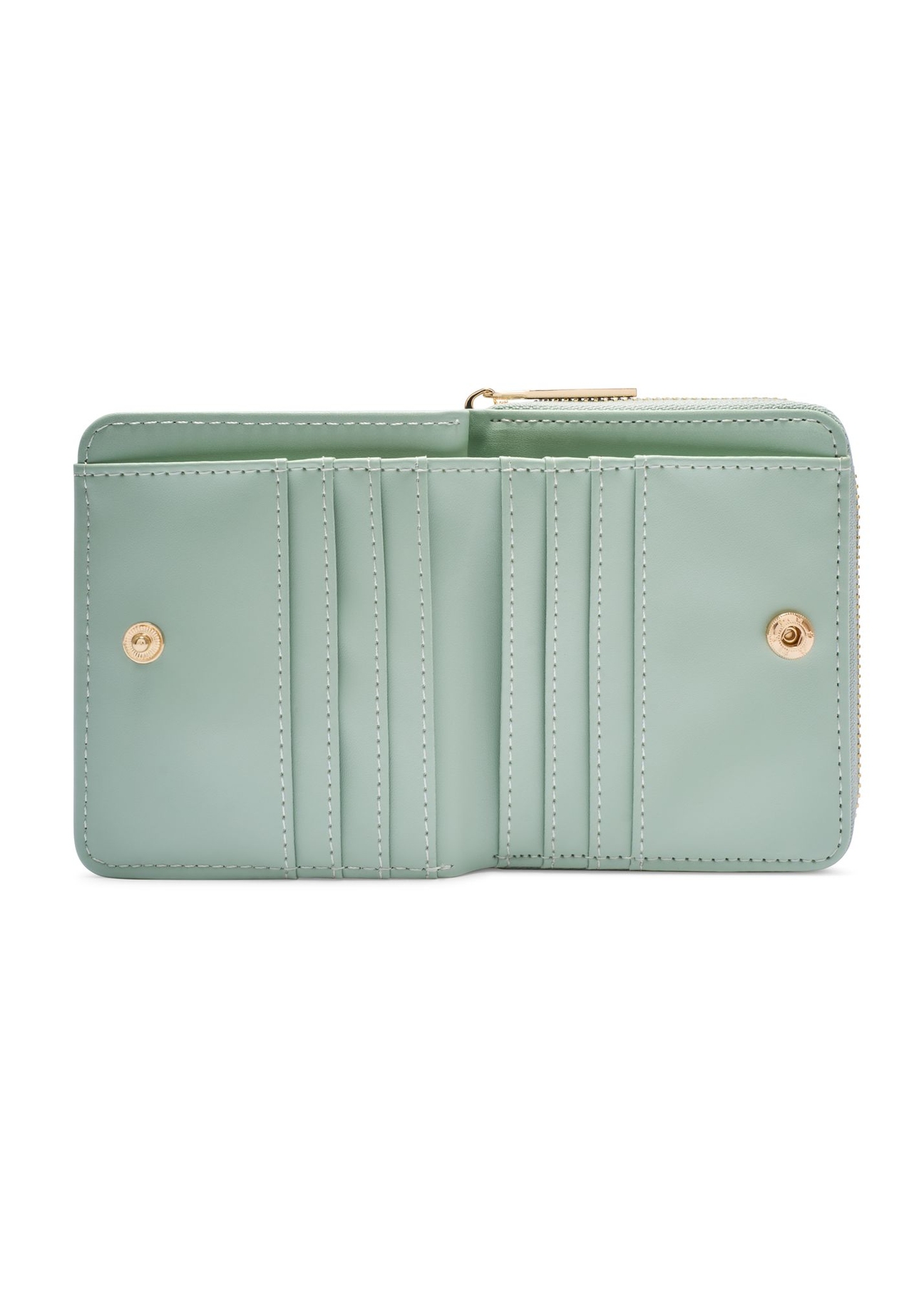 Small sage floral women's wallet POREC-0366-8P(W26) - top view of the product on a white background.