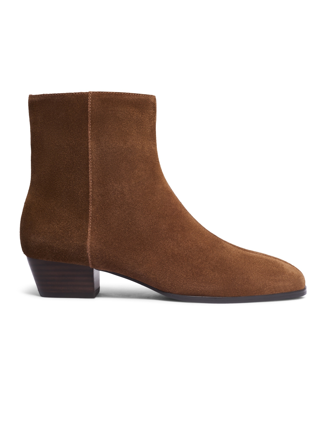 Light brown suede women's ankle boots BUTYD-1303-1G(Z26), side product view on white background.
