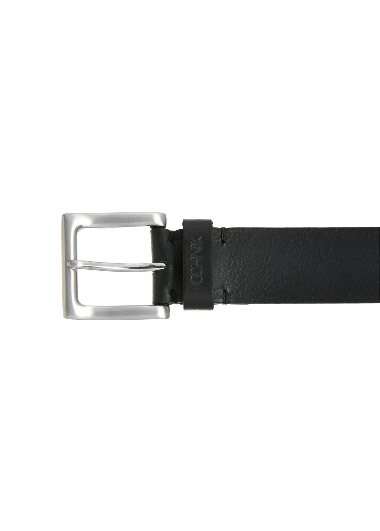 Black leather men's belt with square buckle PASMS-0254-99(W24)-03