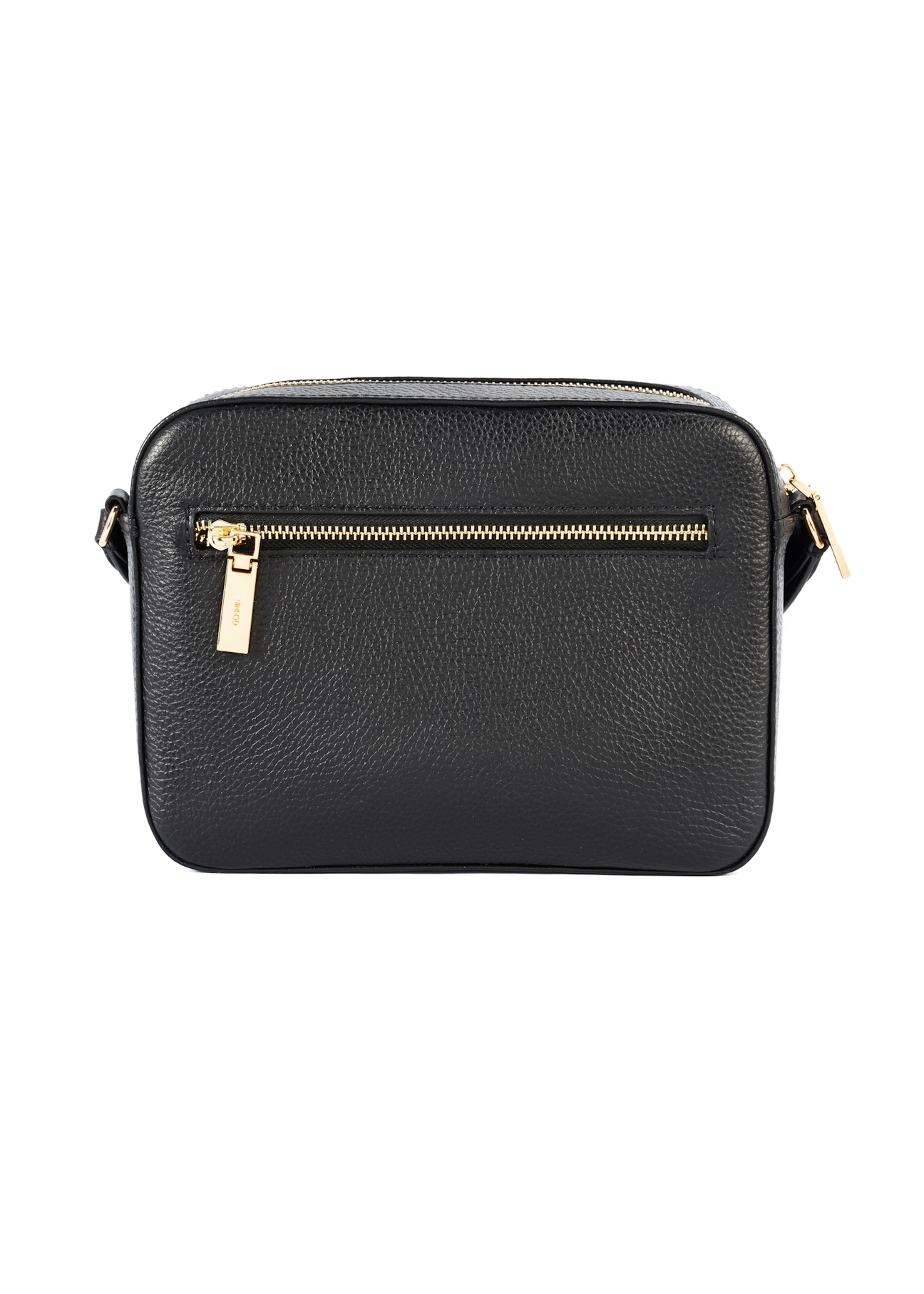 Women's leather black messenger bag TORES-1155-99(Z25) - product view from the back on a white background.