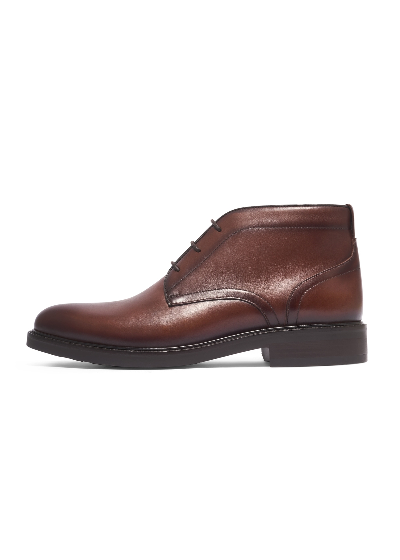 Men's brown leather ankle boots BUTYM-0584-1H(Z26), side view of the product on a white background.