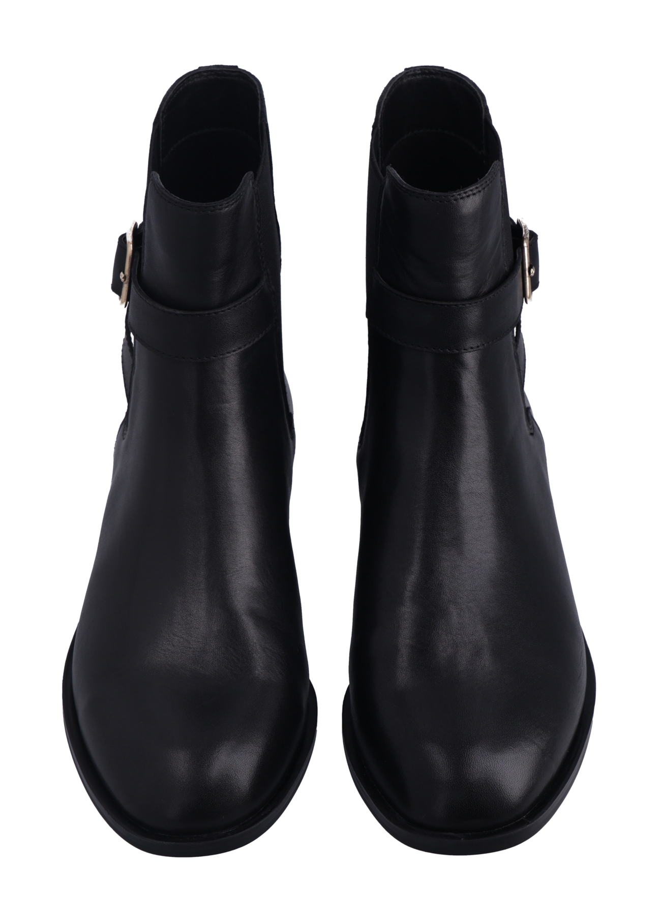Black leather women's ankle boots BUTYD-1312-99(Z26), front product view on white background.