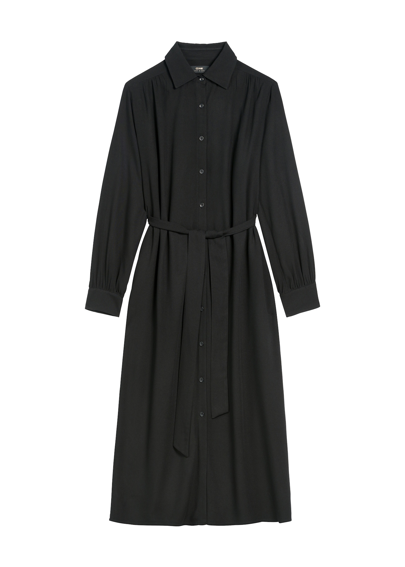 Women's black long sleeve dress SUKDT-0246-99(Z25), front product view on white background.