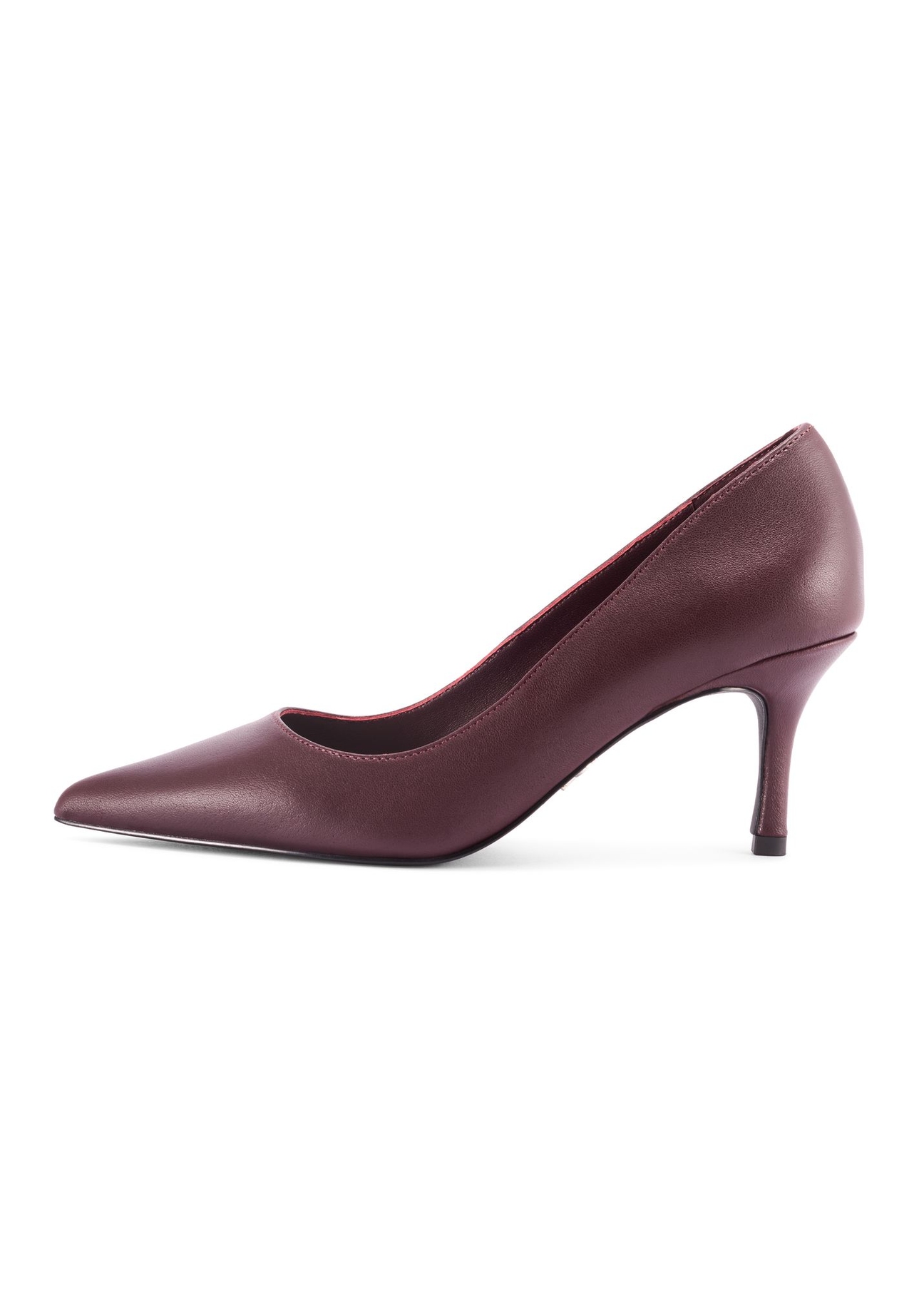 Women's burgundy leather pumps BUTYD-1031-49(Z25) - side view of the product on a white background.