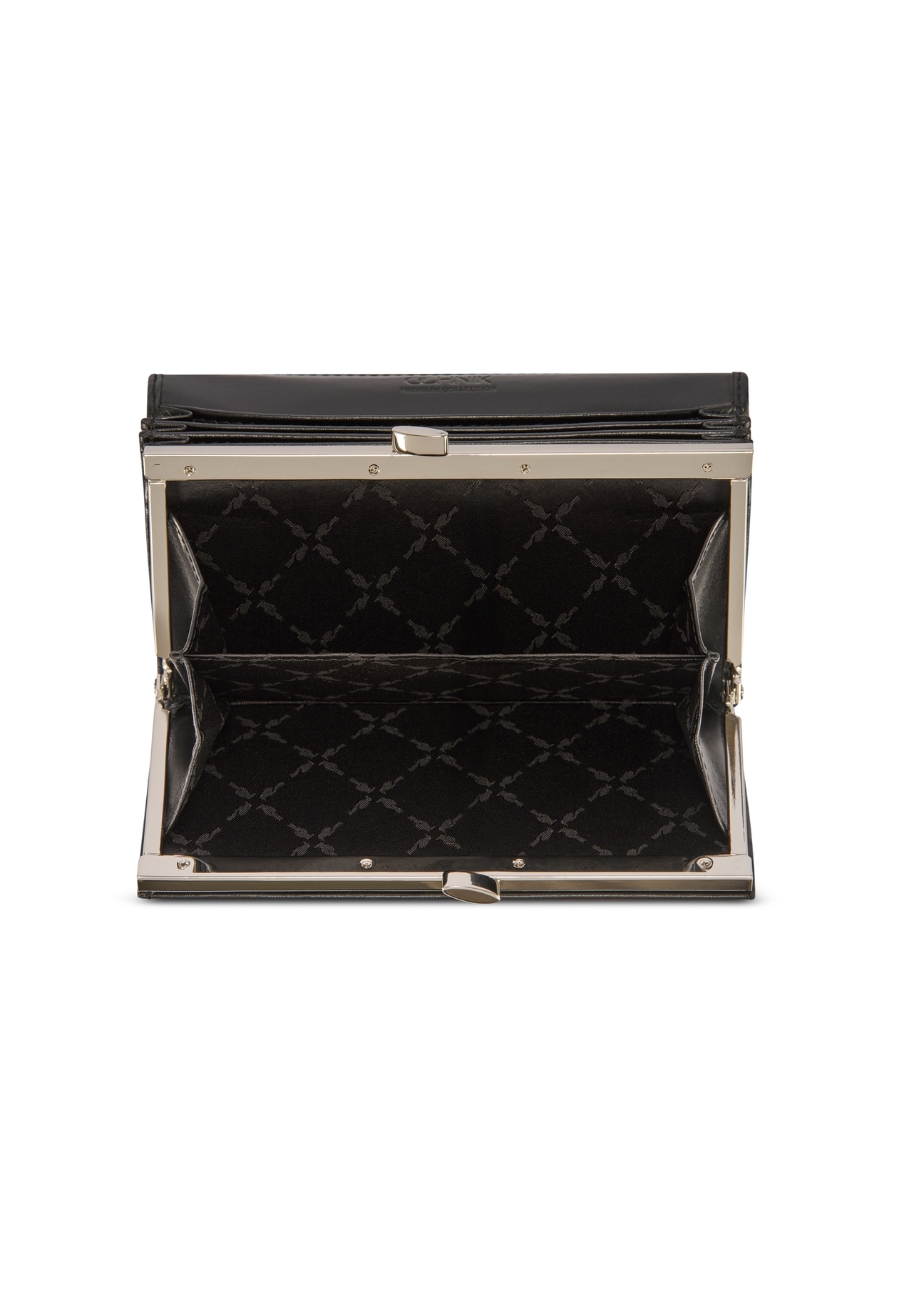 Black large leather women's wallet PORES-0974-99(Z25), product view from above on a white background.