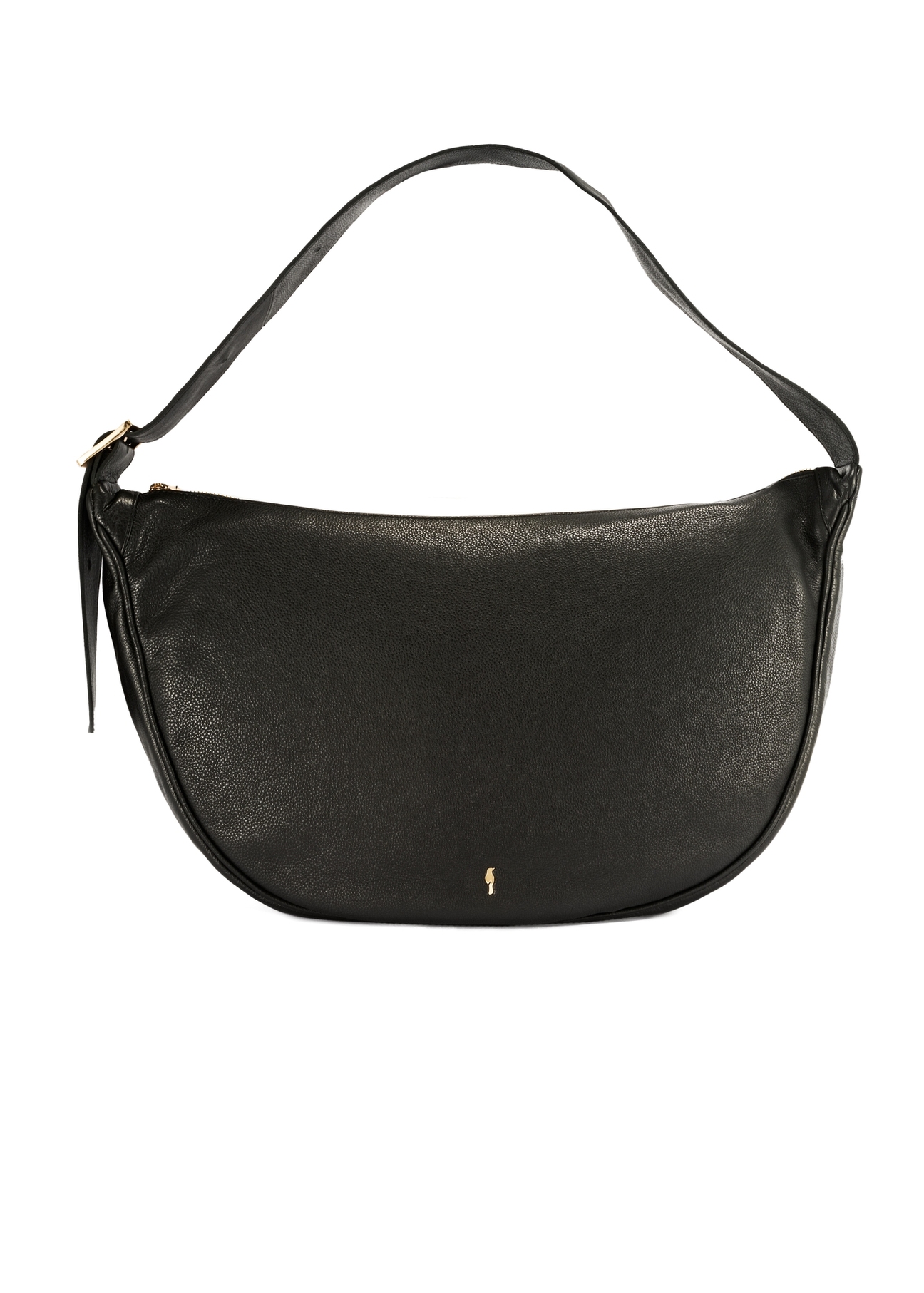 Black leather shoulder bag TORES-1127E-99(Z25), product view from the front on a white background.