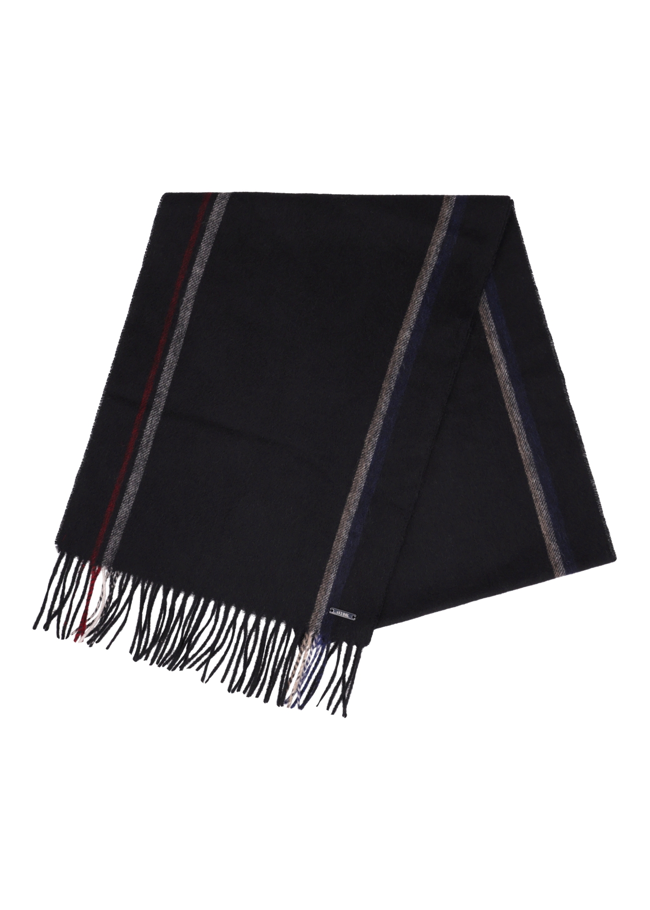 Men's woolen black scarf SZAMT-0090-9J(Z26), front product view on white background.