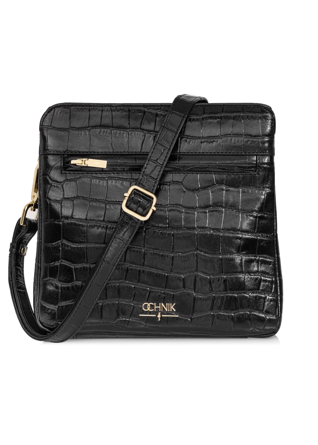 Black leather women's croco handbag TORES-0973-97(W24)-01