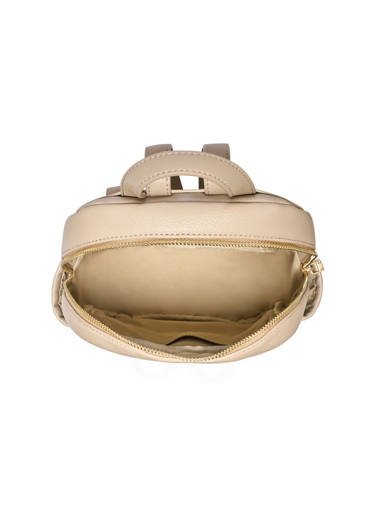 Beige women's imitation leather backpack TOREC-1246-1B(Z26) - product view from above, on a white background.