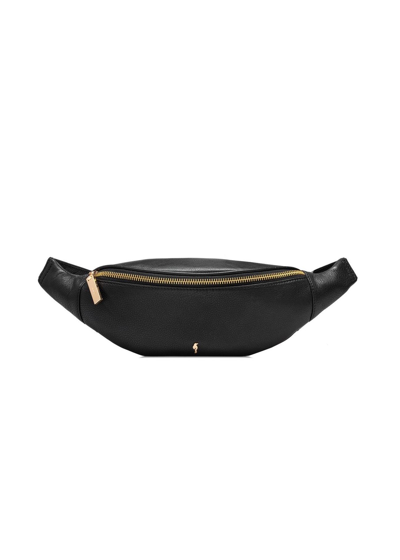 Women's leather black waist bag TORES-0970E-99(Z25) - front product view on white background.