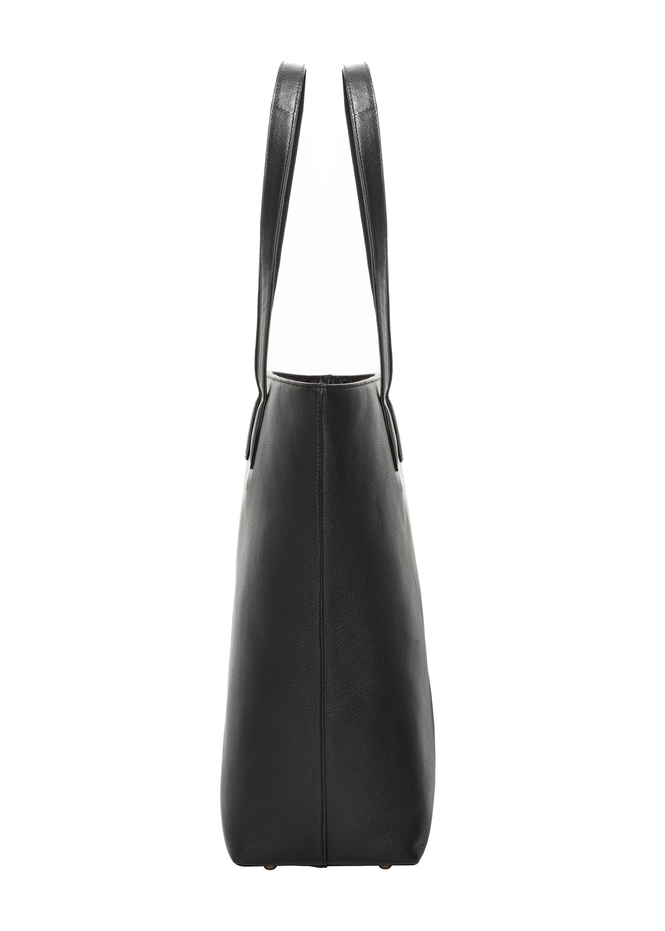 Black leather shopper bag TORES-1312-99(Z26), side view of the product on a white background.