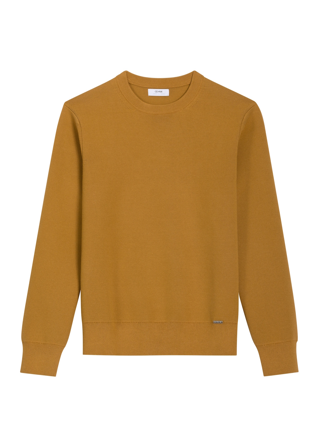 Mustard men's sweater SWEMT-0217-2D(Z26), front product view on white background.