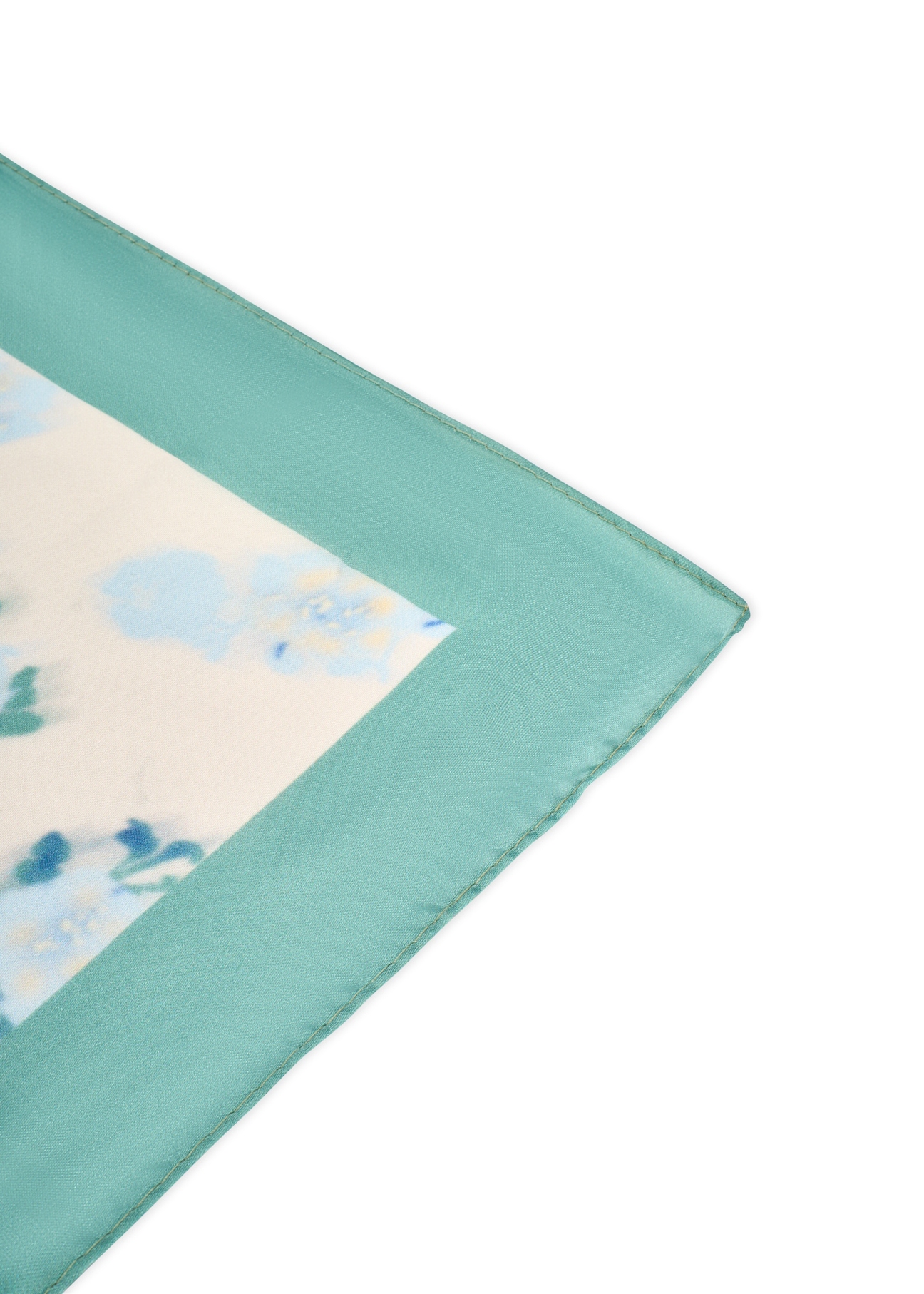 Women's scarf with blue flowers SZADT-0191-7B(W26), close-up of the product on a white background.