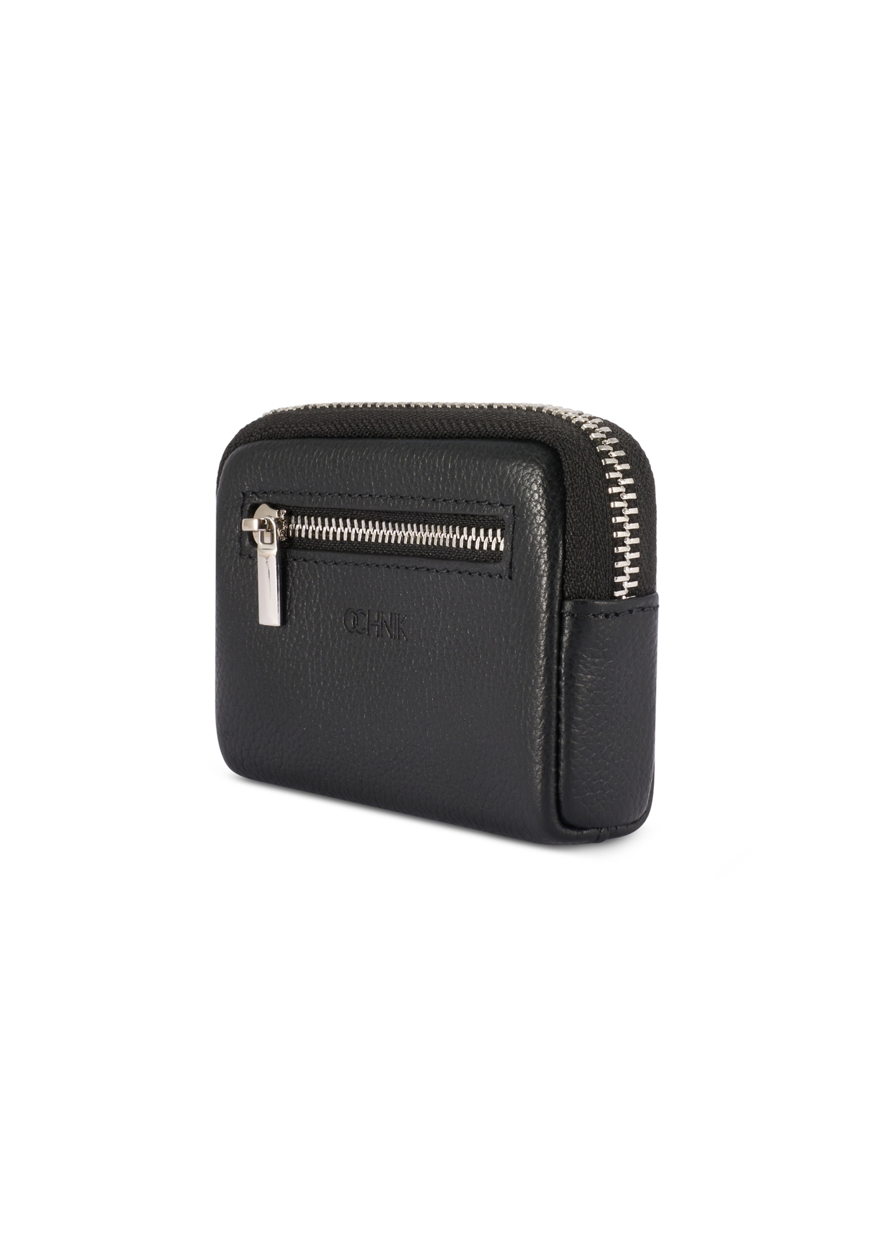 Black men's leather wallet PORMS-0689-9I(W26), diagonal product view on white background.