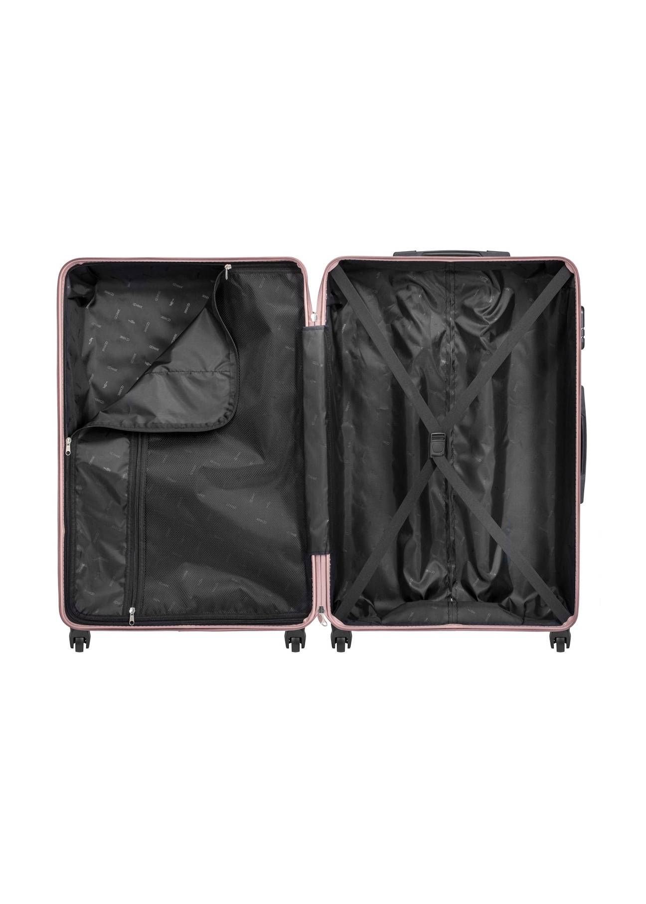 Large suitcase on wheels WALAB-0081-5X-28(W26), product view inside on white background.