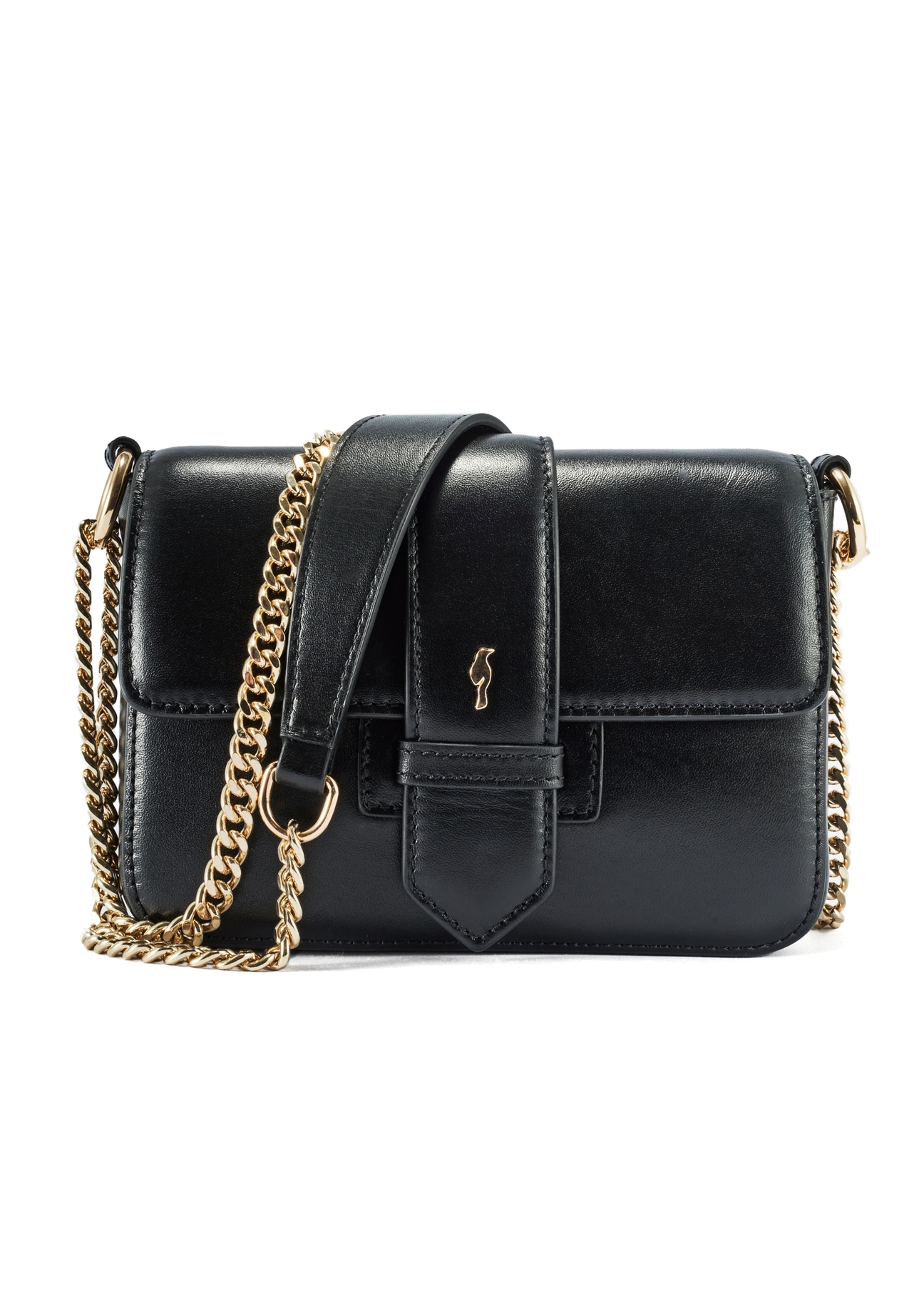 Black small leather handbag TORES-1150-99(Z25), product view from the front on a white background.
