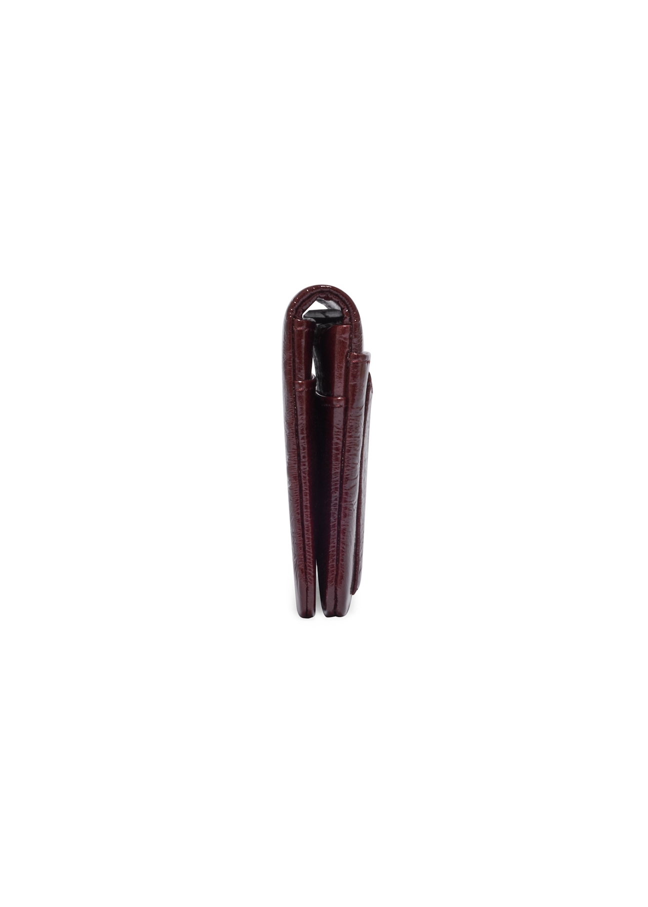 Burgundy women's wallet PORES-1020-4E(Z26), side view of the product on a light background.