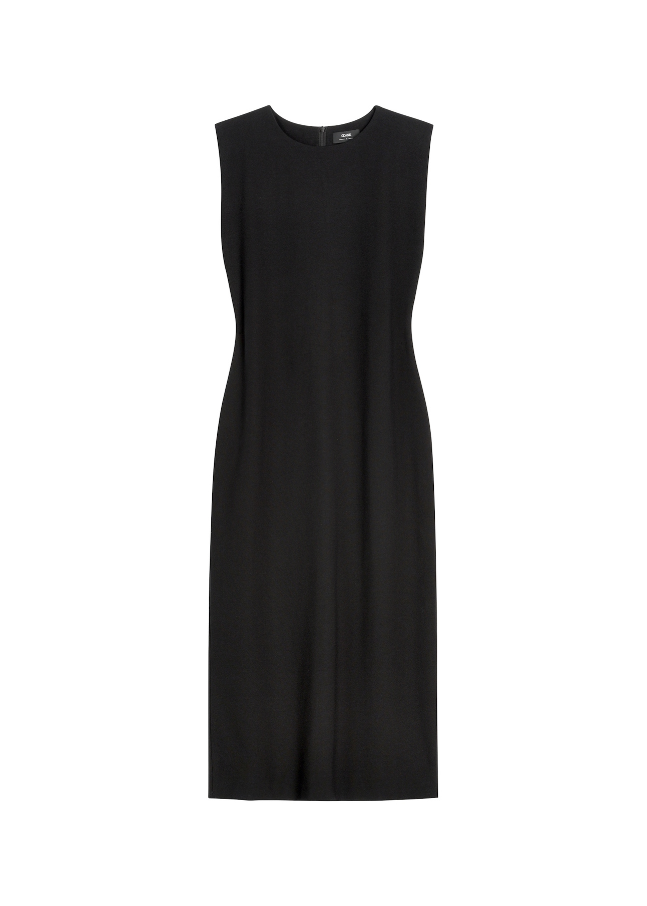 Black fitted midi dress SUKDT-0284-99(Z26) - front product view, on white background.