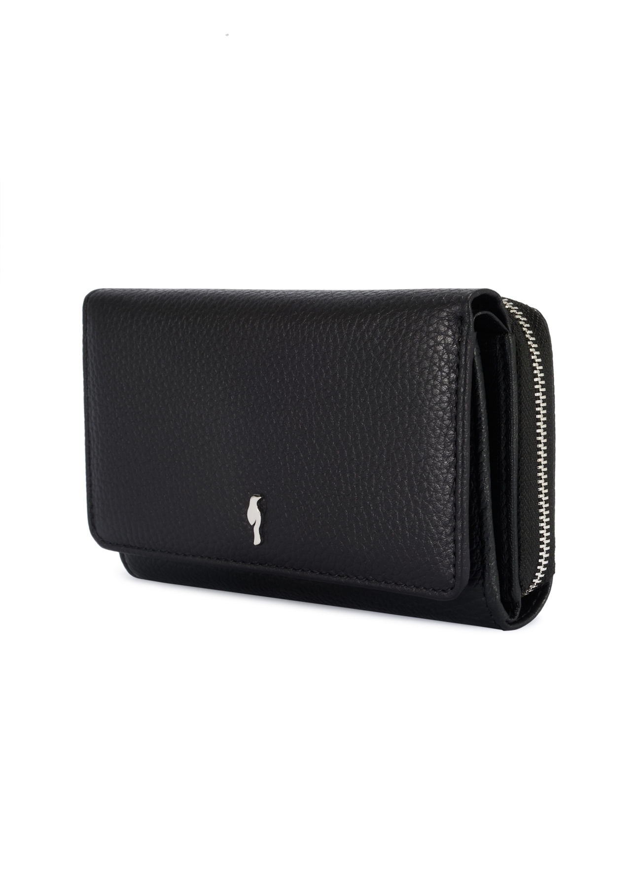 Large black leather women's wallet PORES-0801R-98(Z25), diagonal product view on a white background.