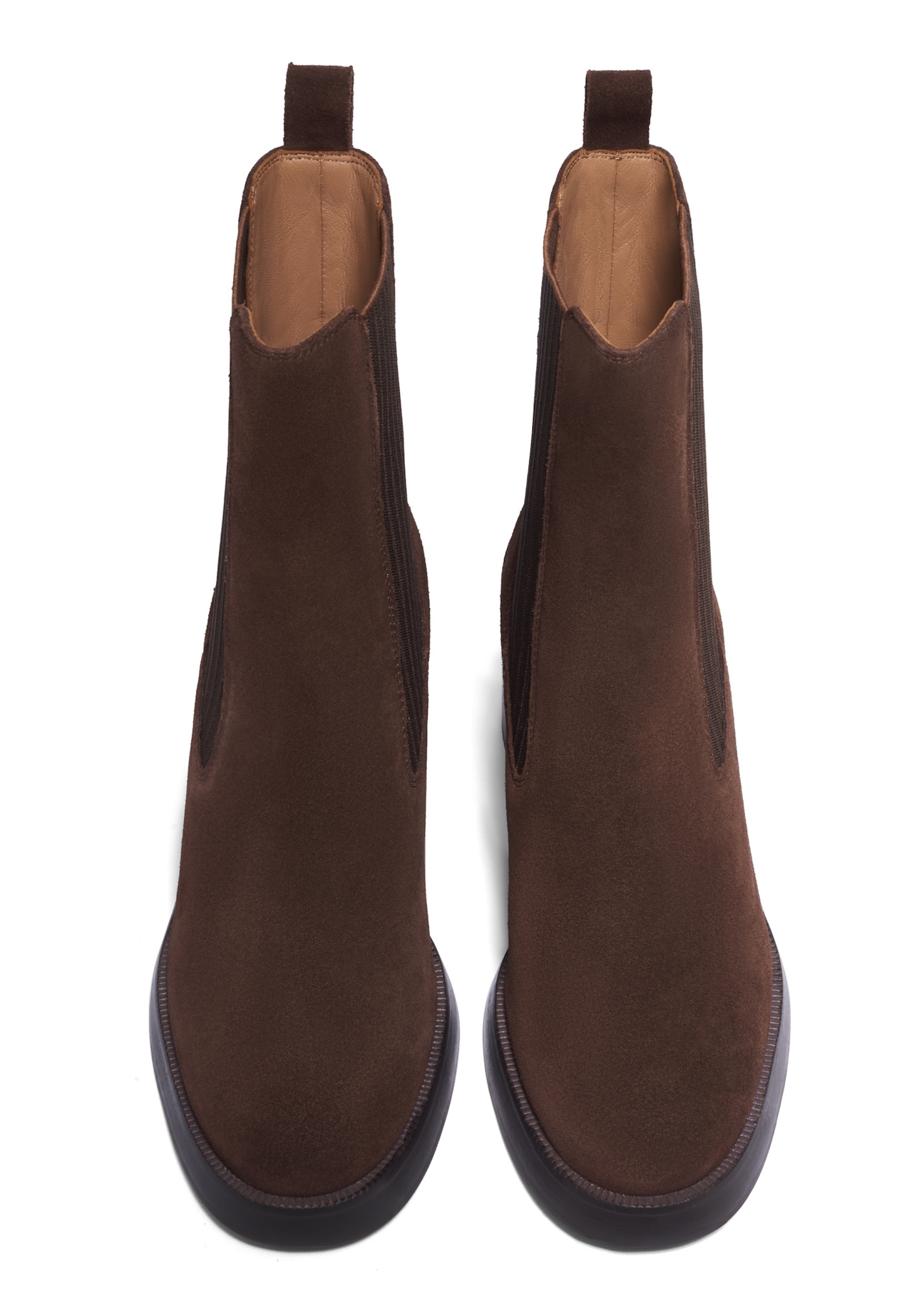 Women's suede high-heeled Chelsea boots BUTYD-1356-1L(Z26), front product view on white background.