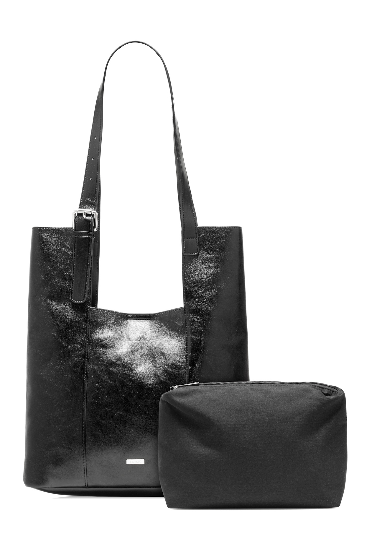 Black women's shopper bag TOREC-1086-99(Z25), front view of the product set on a white background.