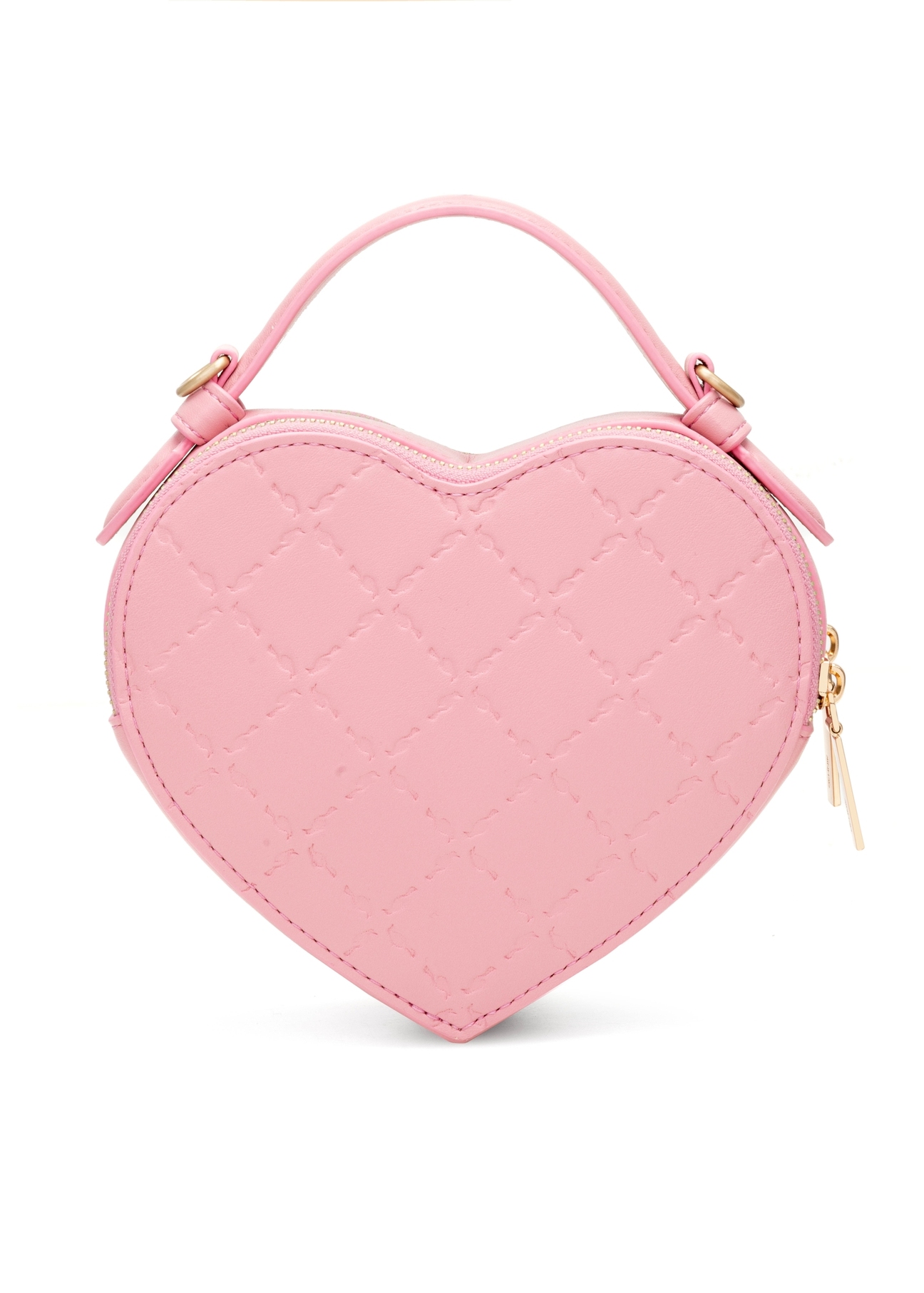 Pink heart-shaped handbag TOREC-1154-5B(W26), product view from the back on a white background.