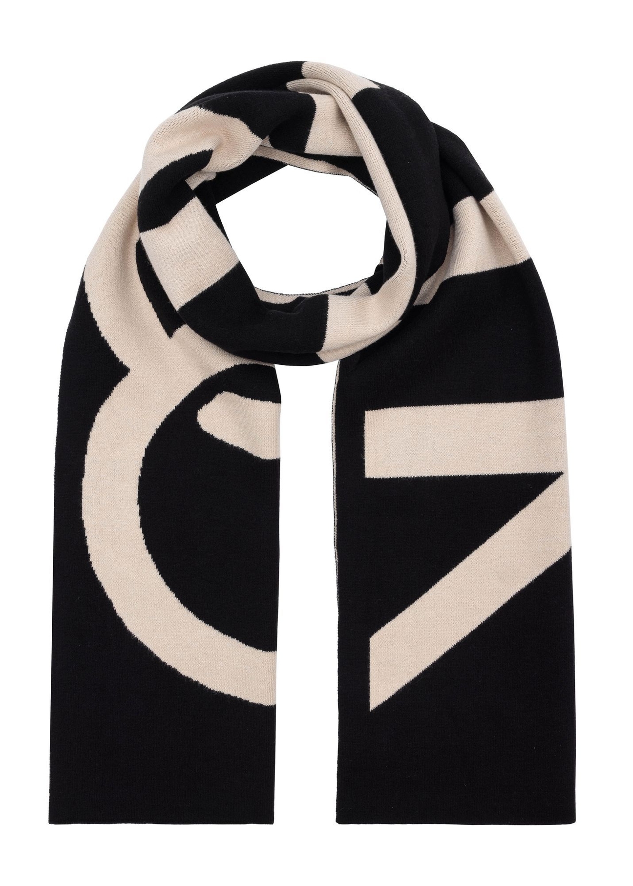 Black women's winter scarf SZADT-0151A-98(Z25), product view on white background.