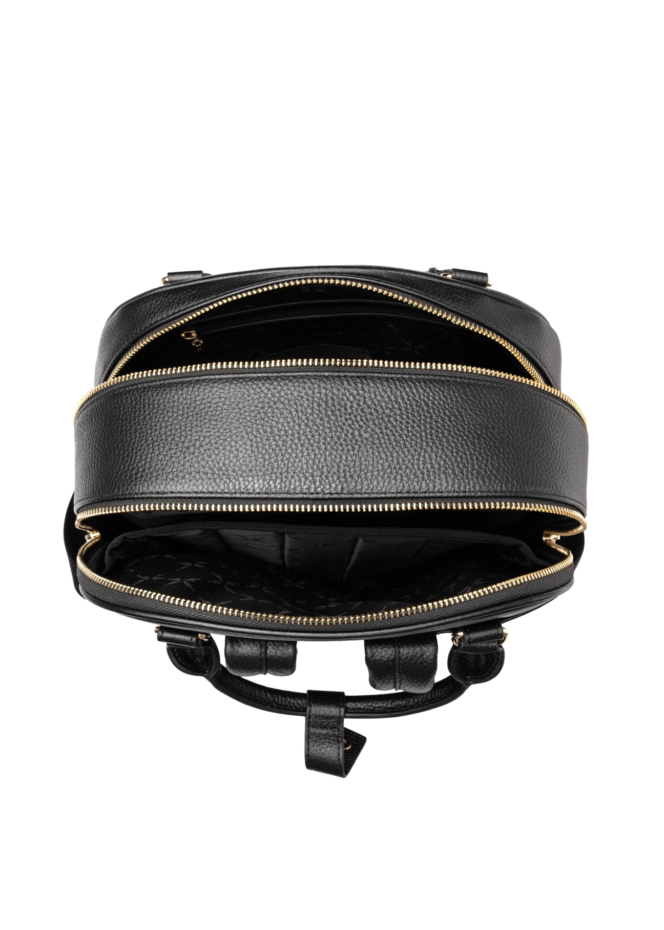 Black leather women's backpack TORES-1339-9I(Z26), product view from above on a white background.