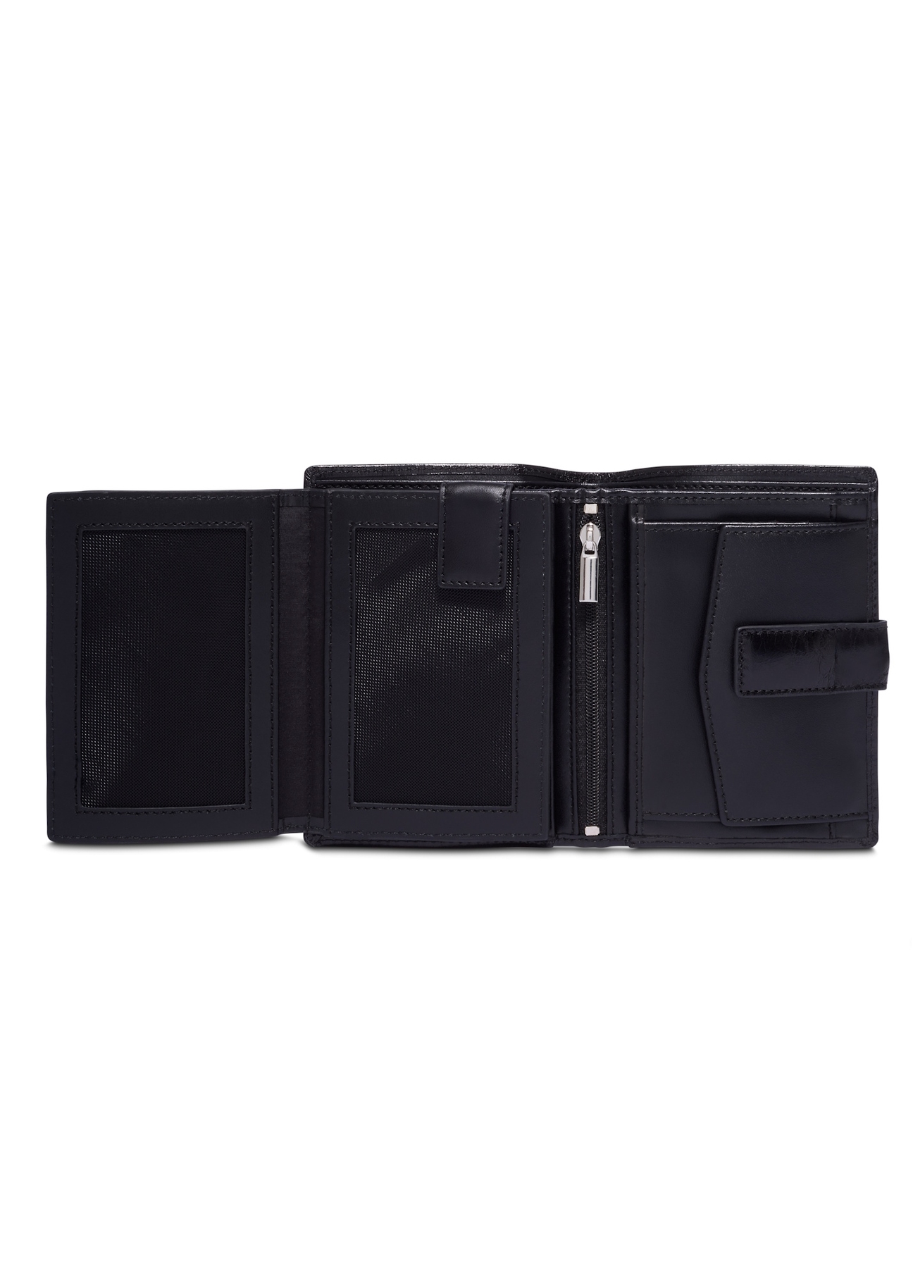 Black men's wallet made of genuine leather PORMS-0739-99(Z26), product view inside on white background.