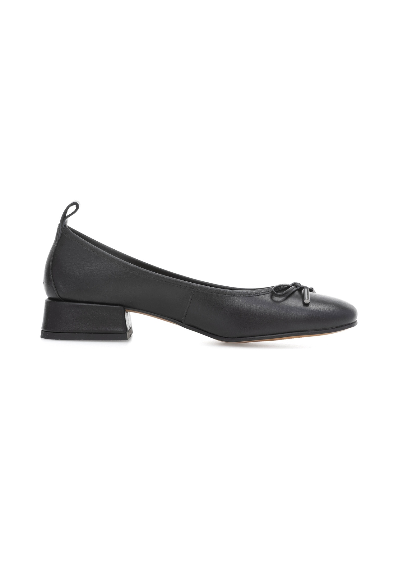 Black leather high-heeled ballet flats BUTYD-1167-99(W25), side view of the product on a white background.