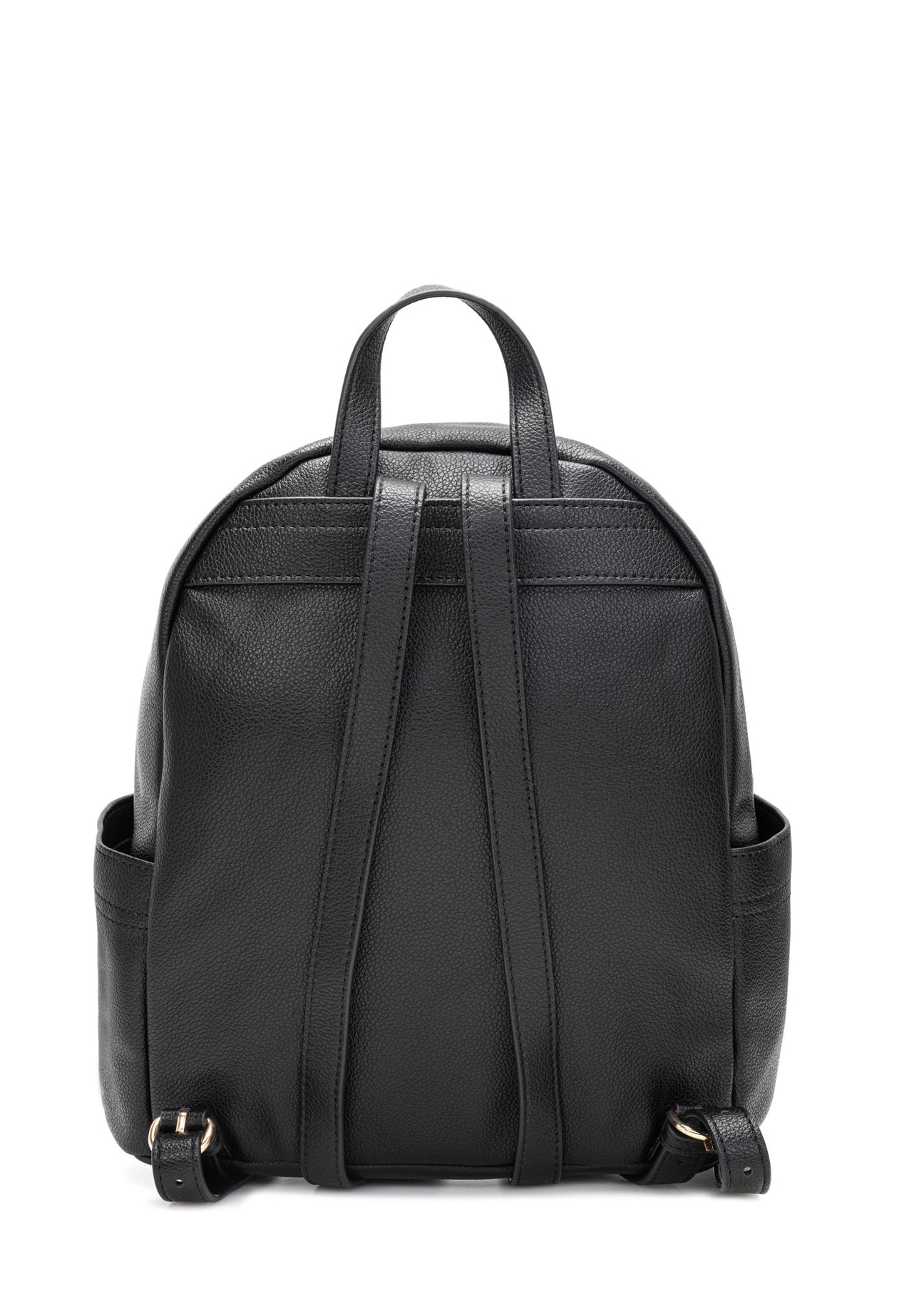 Black women's backpack TOREC-1125-99(W26) - product view from the back, on a white background.