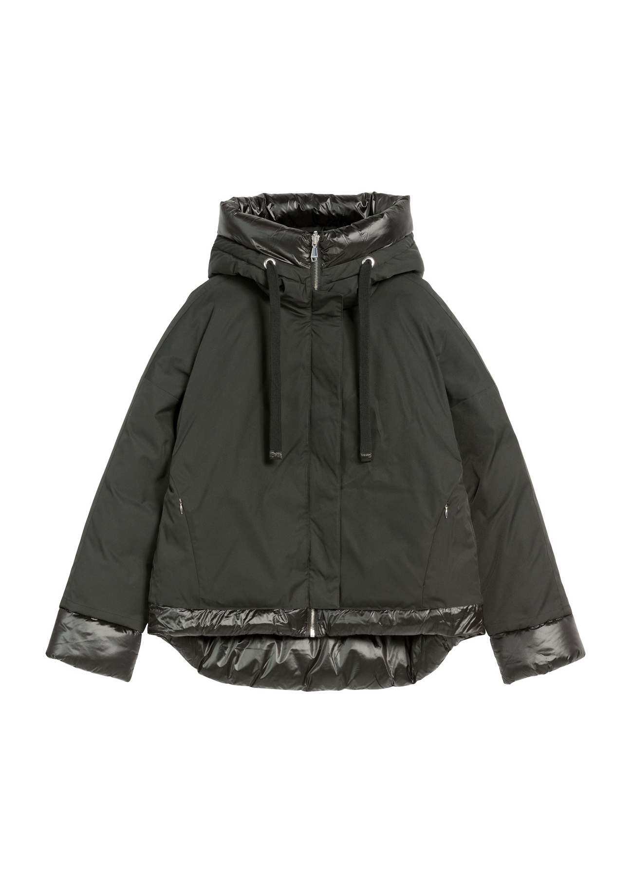 Black oversize women's jacket KURDT-0605-99(Z25), front product view on white background.