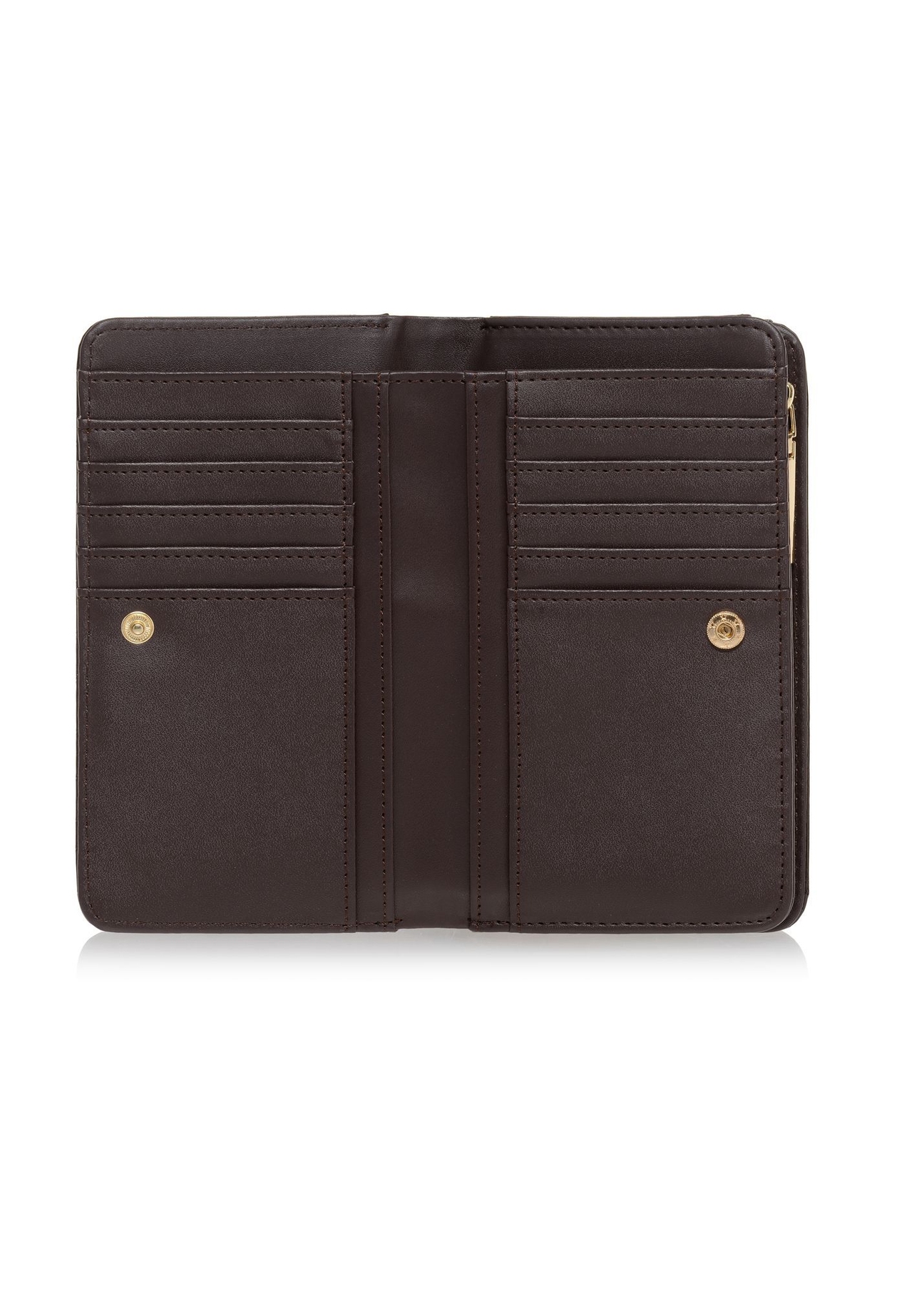 Brown women's croco wallet POREC-0353A-90(Z25) - view of the open product on a white background.